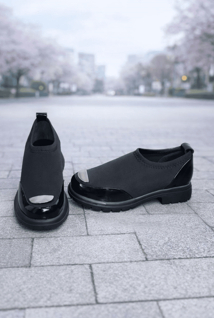 Pantofi Casual din Piele cu Strech si Accesoriu -EXY LAC
