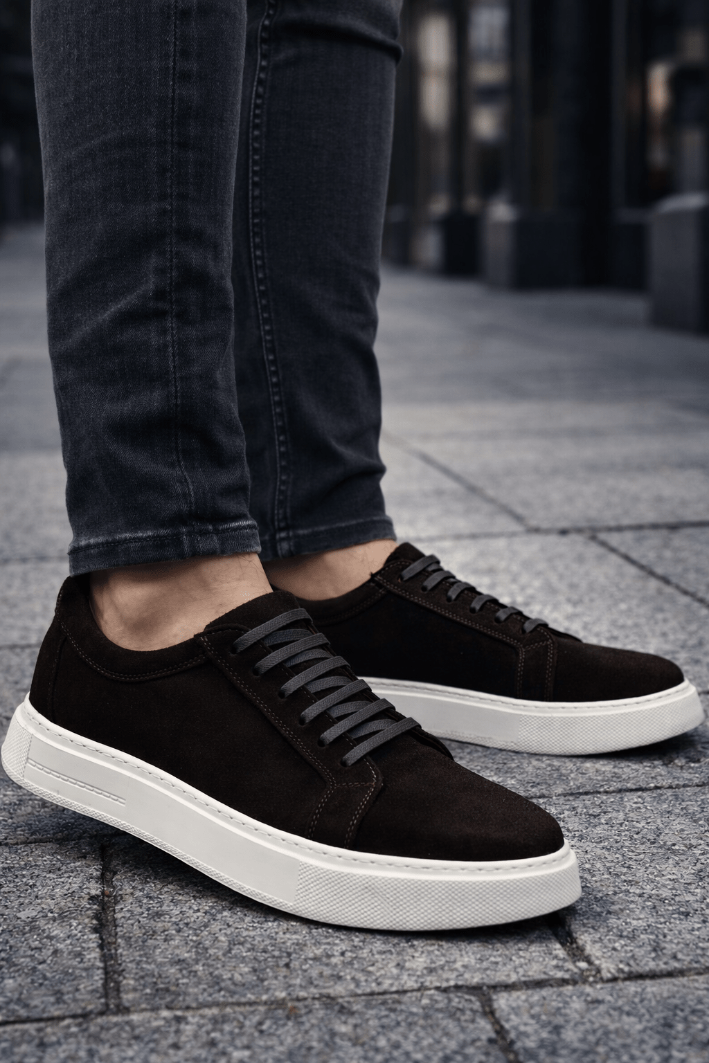 Pantofi Casual din Piele Intoarsa Maro cu Siret - EDY BROWN