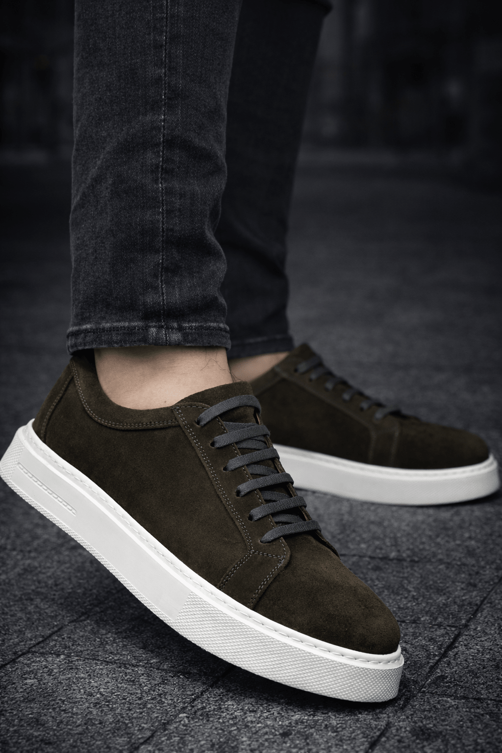 Pantofi Casual din Piele Intoarsa Verde cu Siret - EDY GREEN