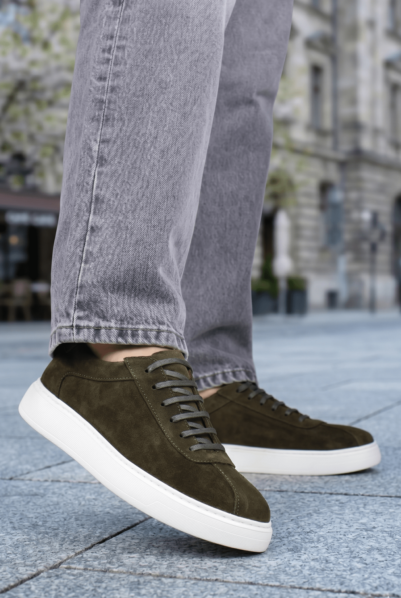 Pantofi Casual din Piele Intoarsa Verde cu Siret - FYLL GREEN