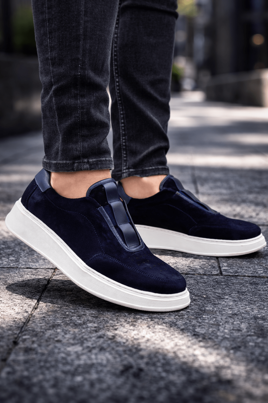 Pantofi Casual din Piele Naturală Albastri tip Slip-On - ZAK BLU