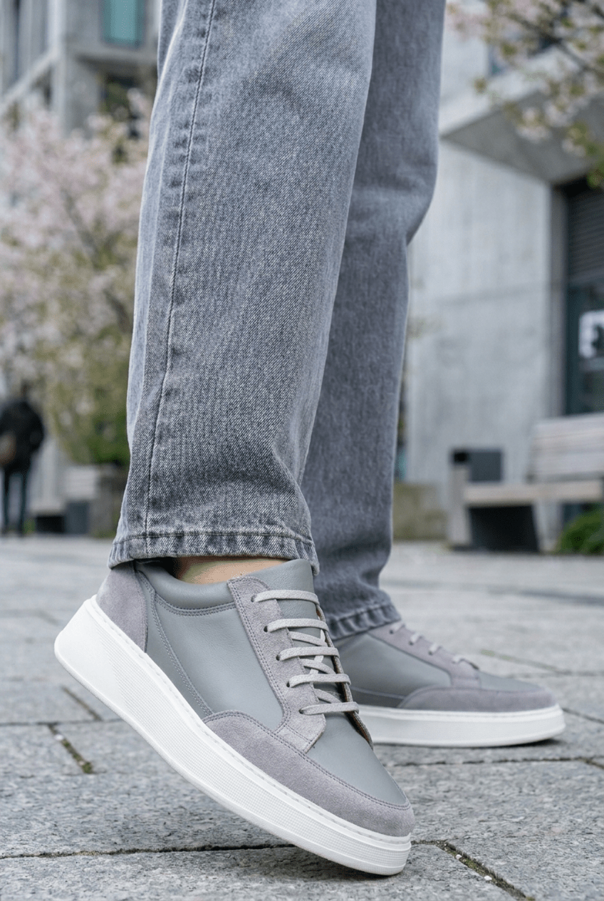 Pantofi Casual din Piele Naturală Gri - ZYK GREY