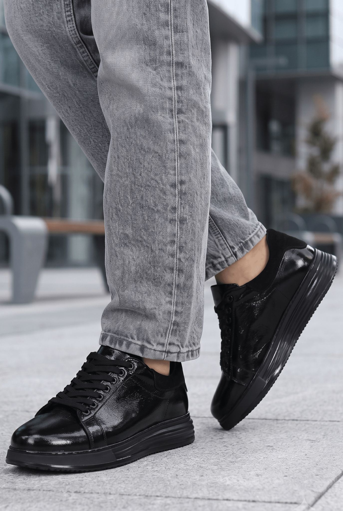 Pantofi Casual din Piele Naturală Lacuita Negri - MAQ LAC
