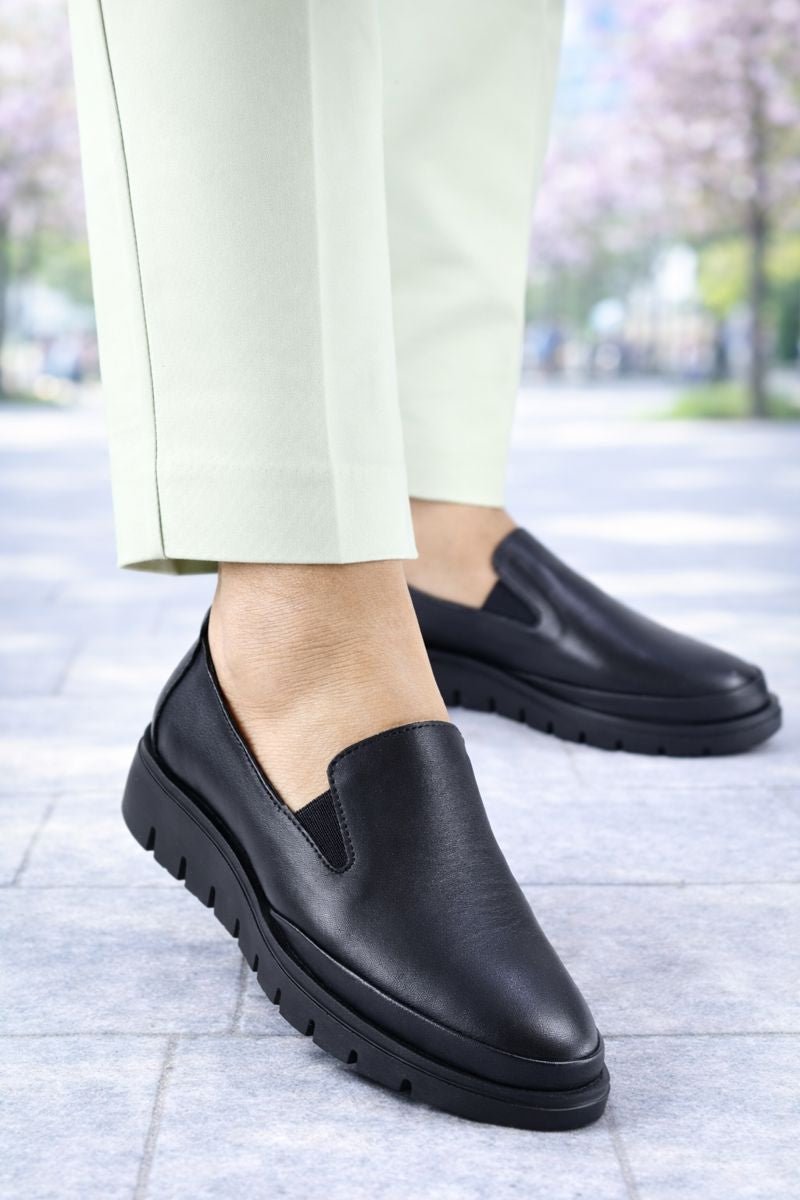 Pantofi Casual din Piele Negri cu Elastic - VEA BLACK