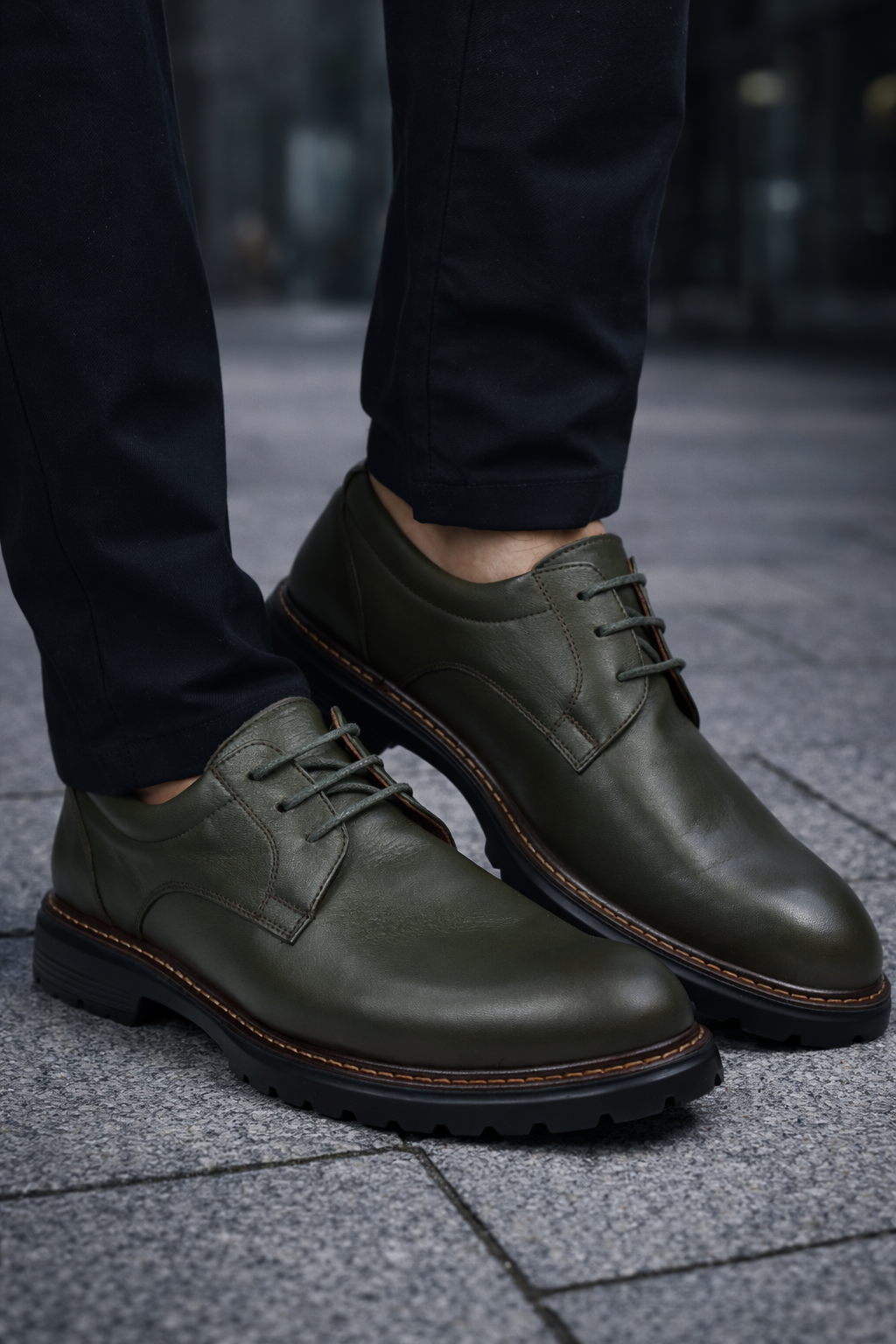 Pantofi Casual din Piele Verde - OLY GREEN