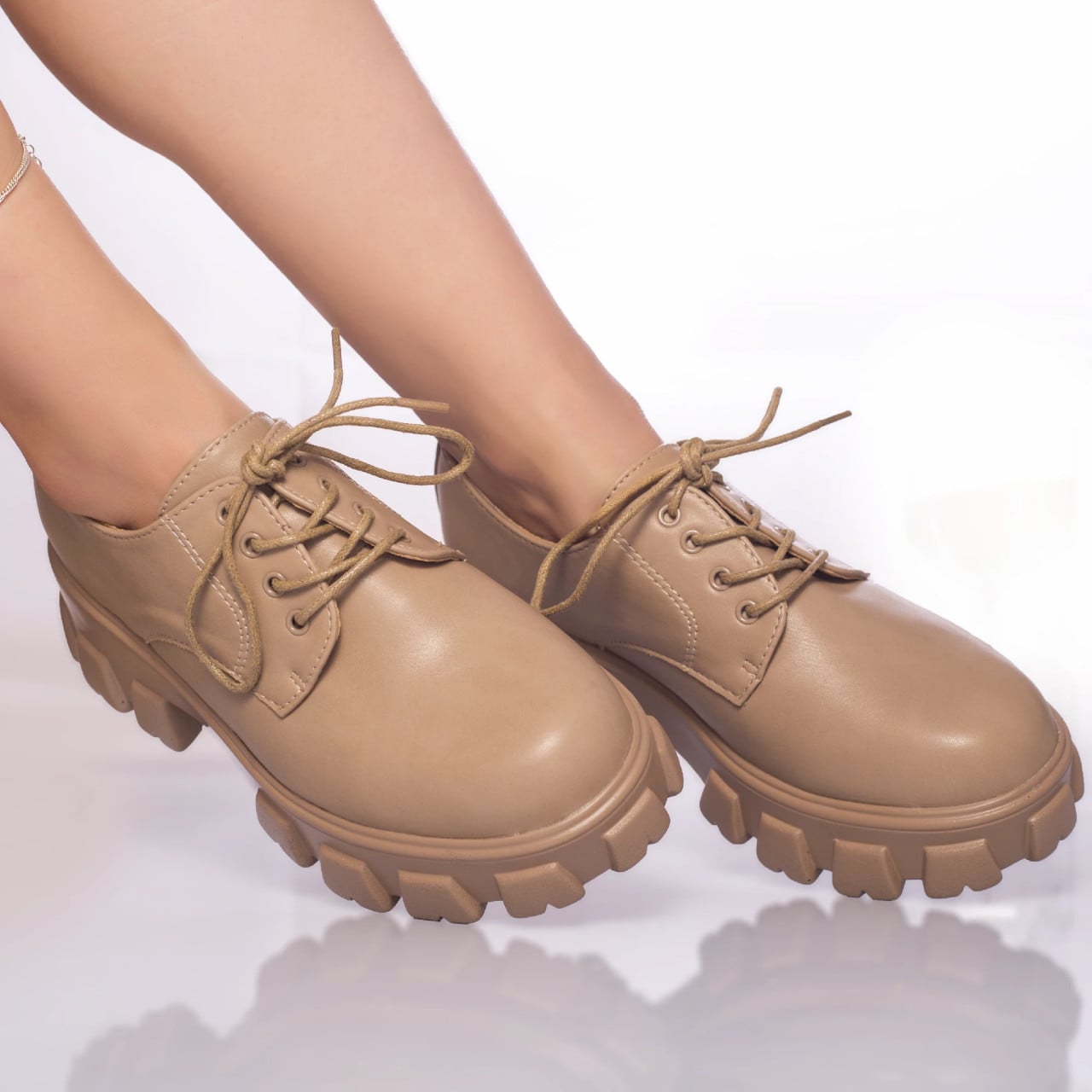Pantofi casual elaine piele ecologica bej - poza 1