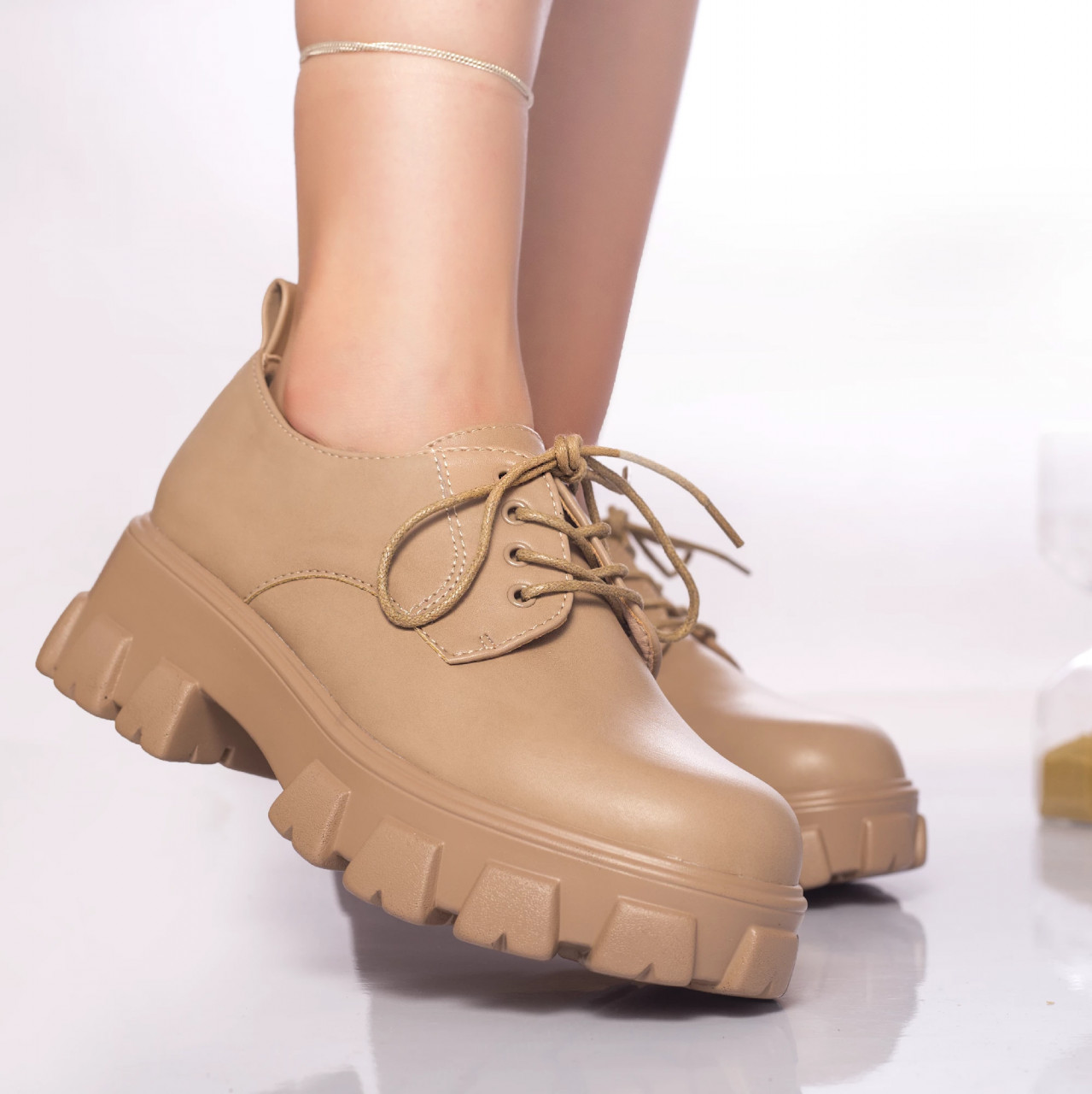 Pantofi casual elaine piele ecologica bej - poza 2