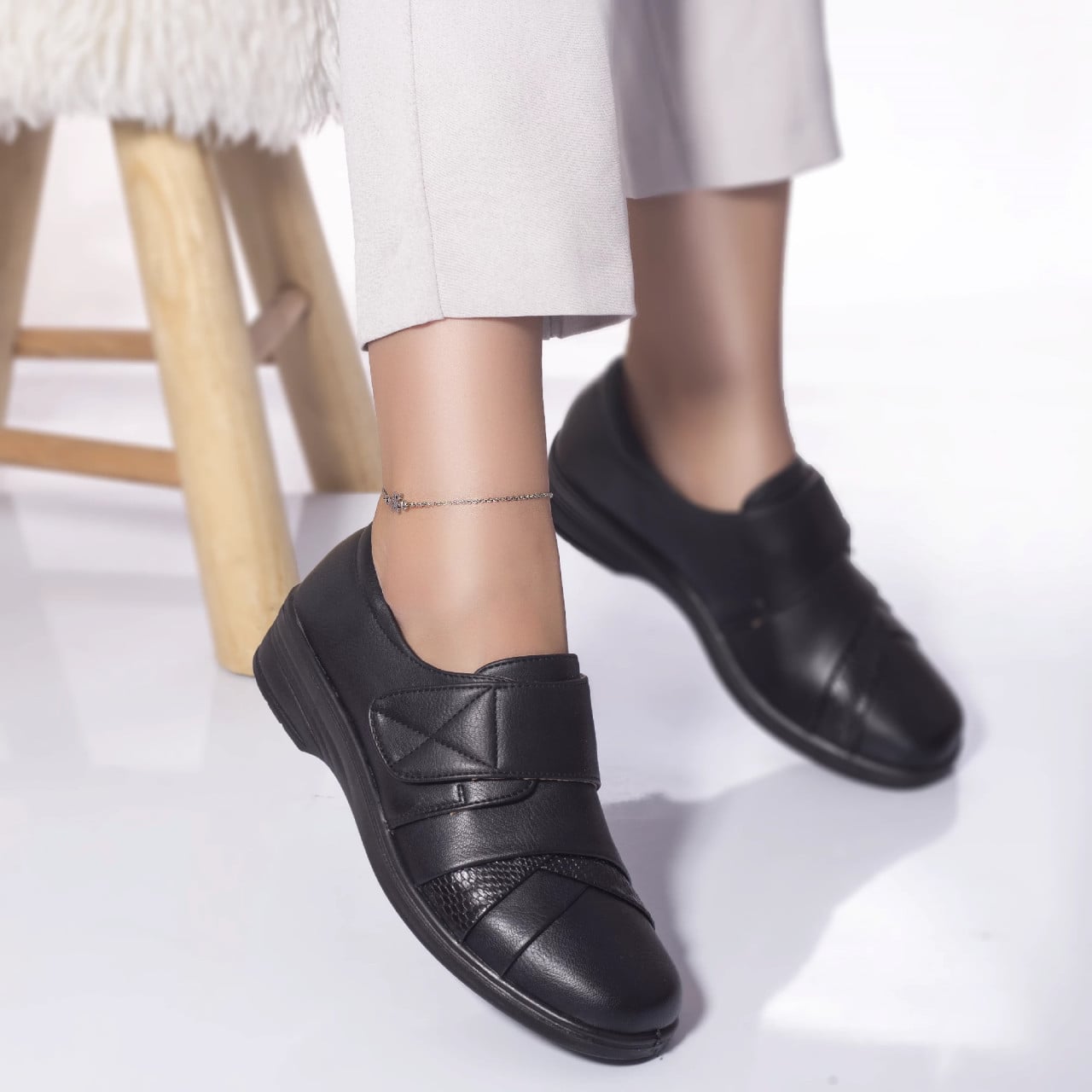 Pantofi casual elleo piele ecologica negru - poza 1