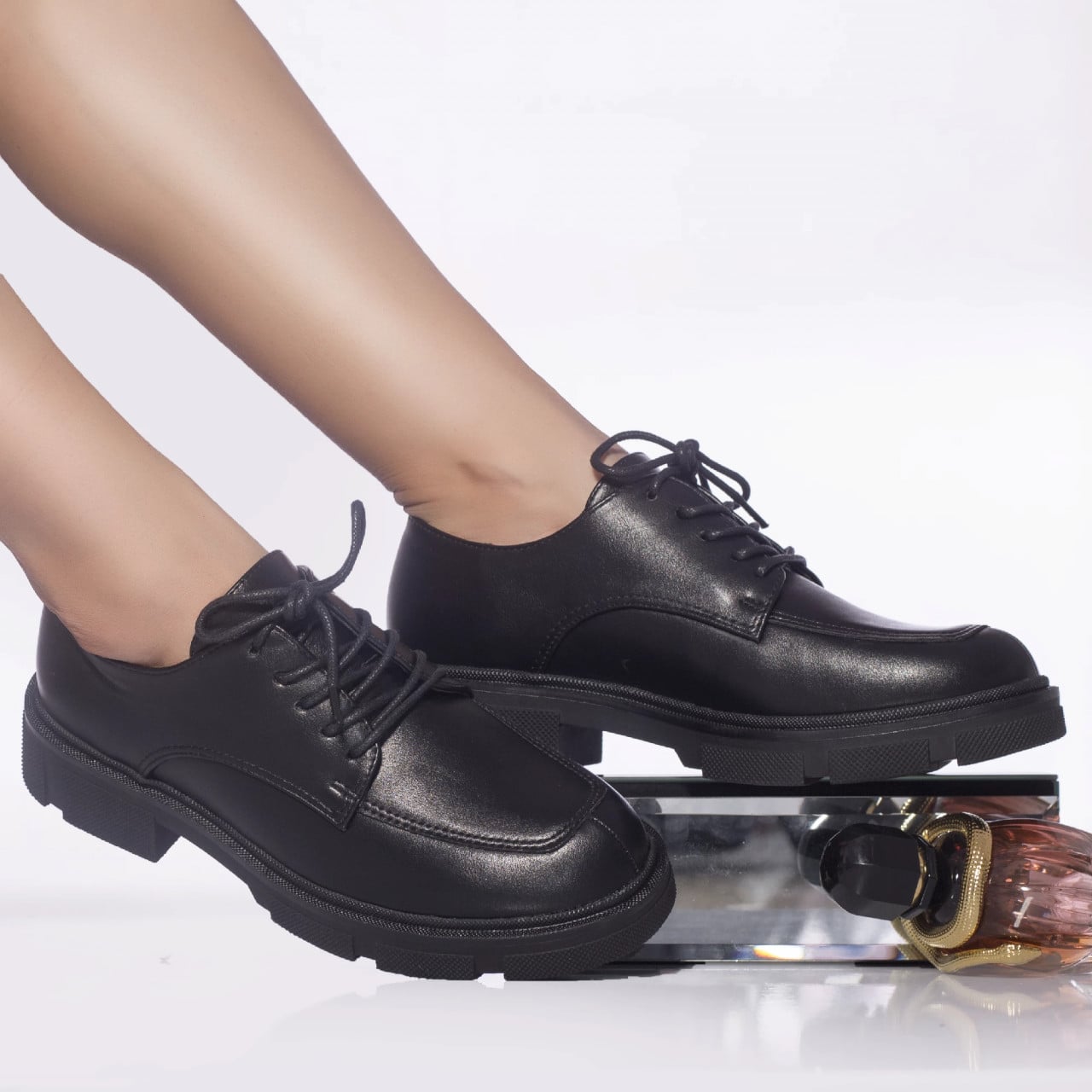 Pantofi casual genoveva piele ecologica negru - poza 1