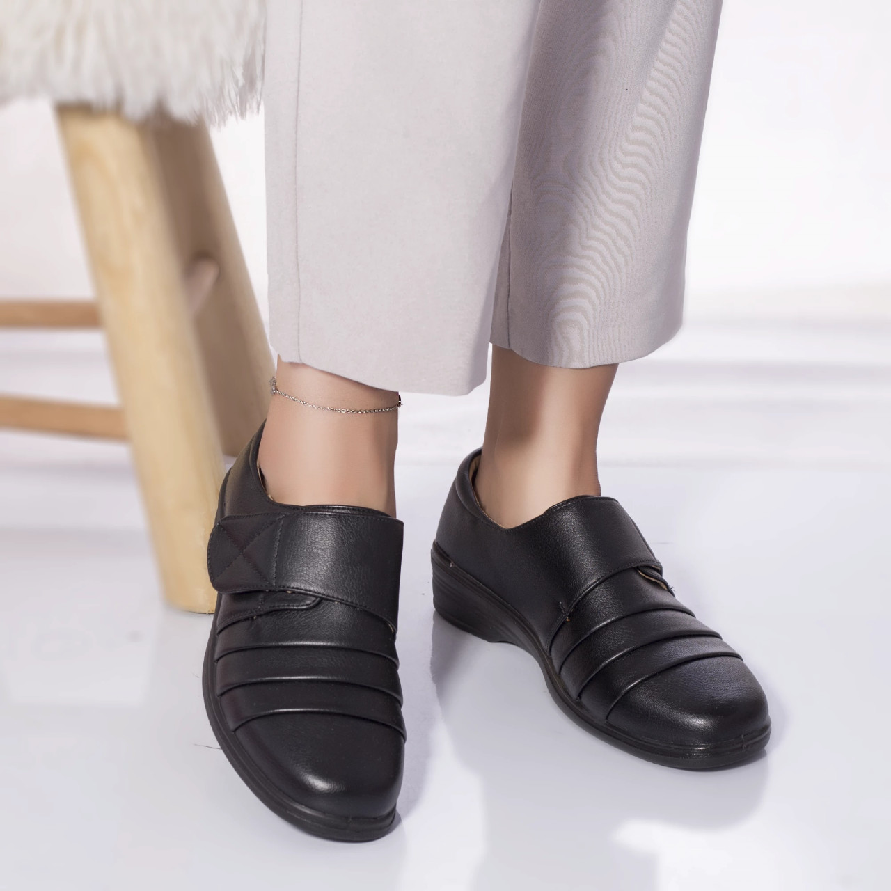 Pantofi casual guzelia piele ecologica negru - poza 1