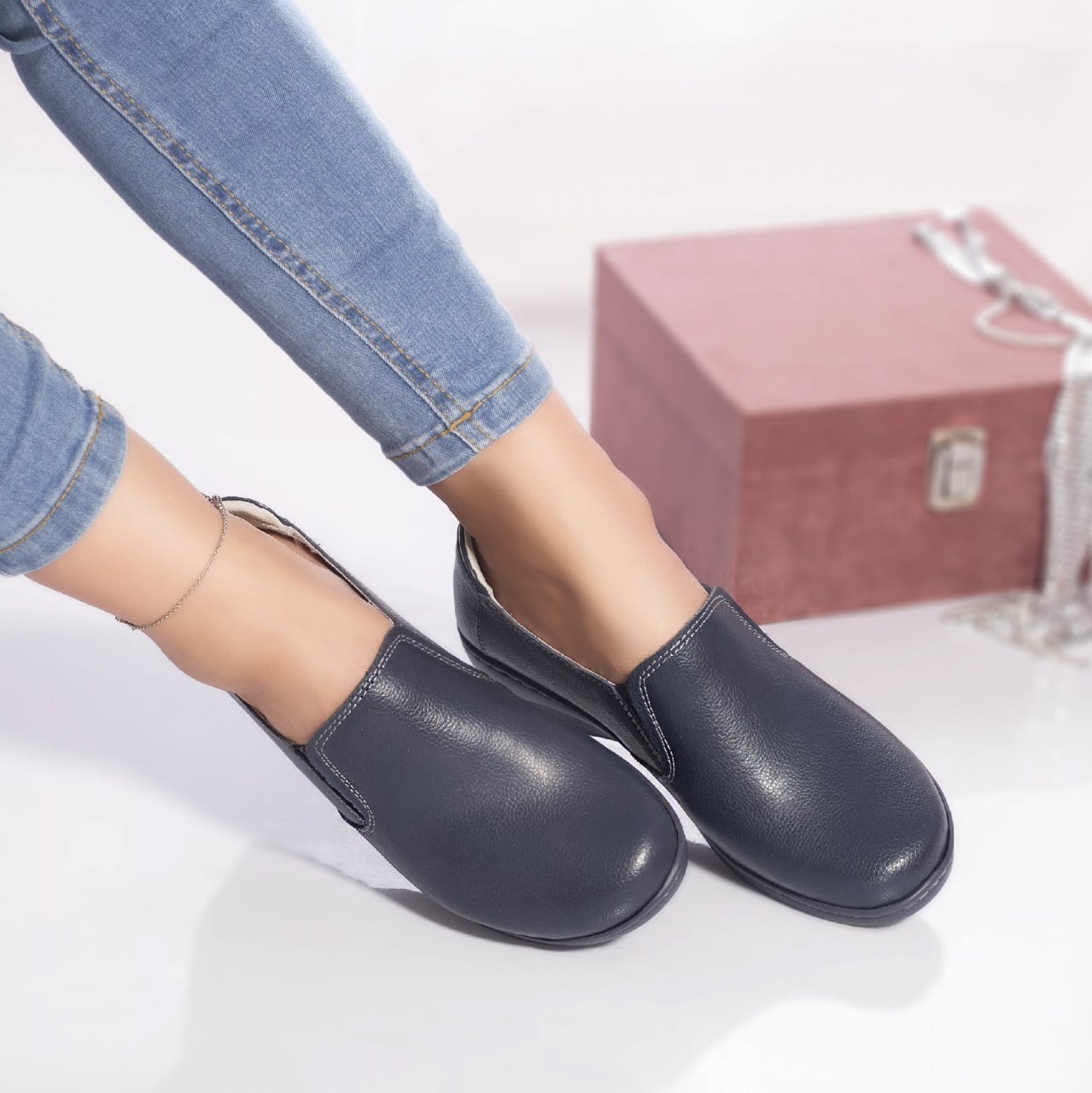 Pantofi casual ida piele naturala albastru - poza 1