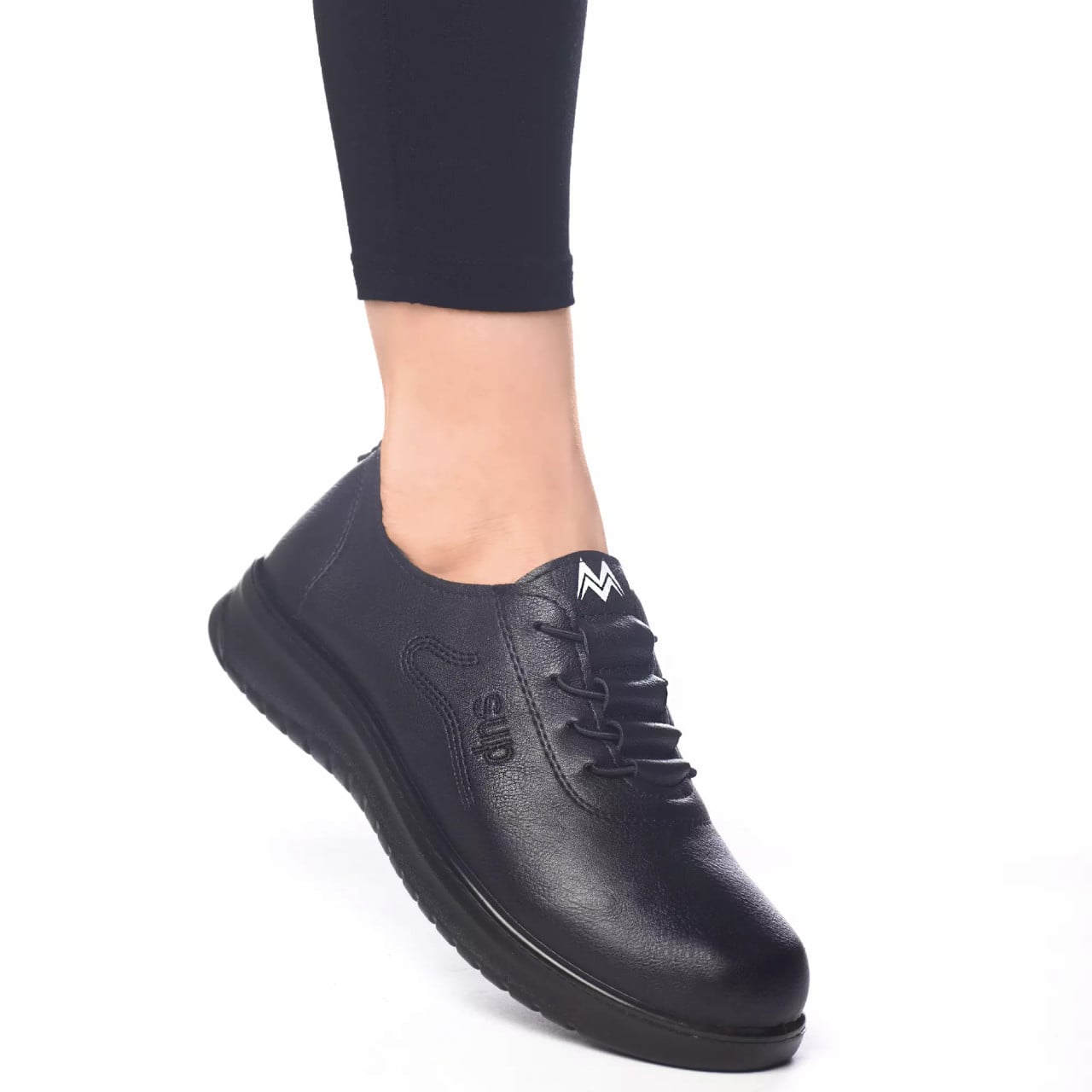 Pantofi casual kaina negru piele ecologica - poza 2