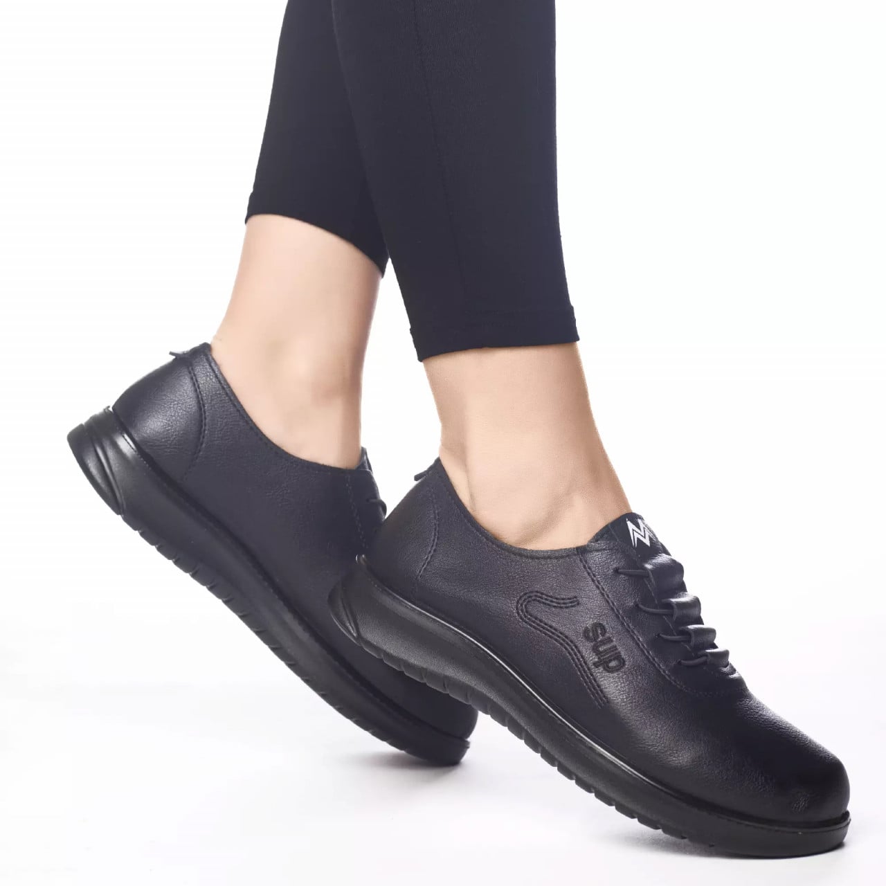 Pantofi casual kaina negru piele ecologica - poza 4