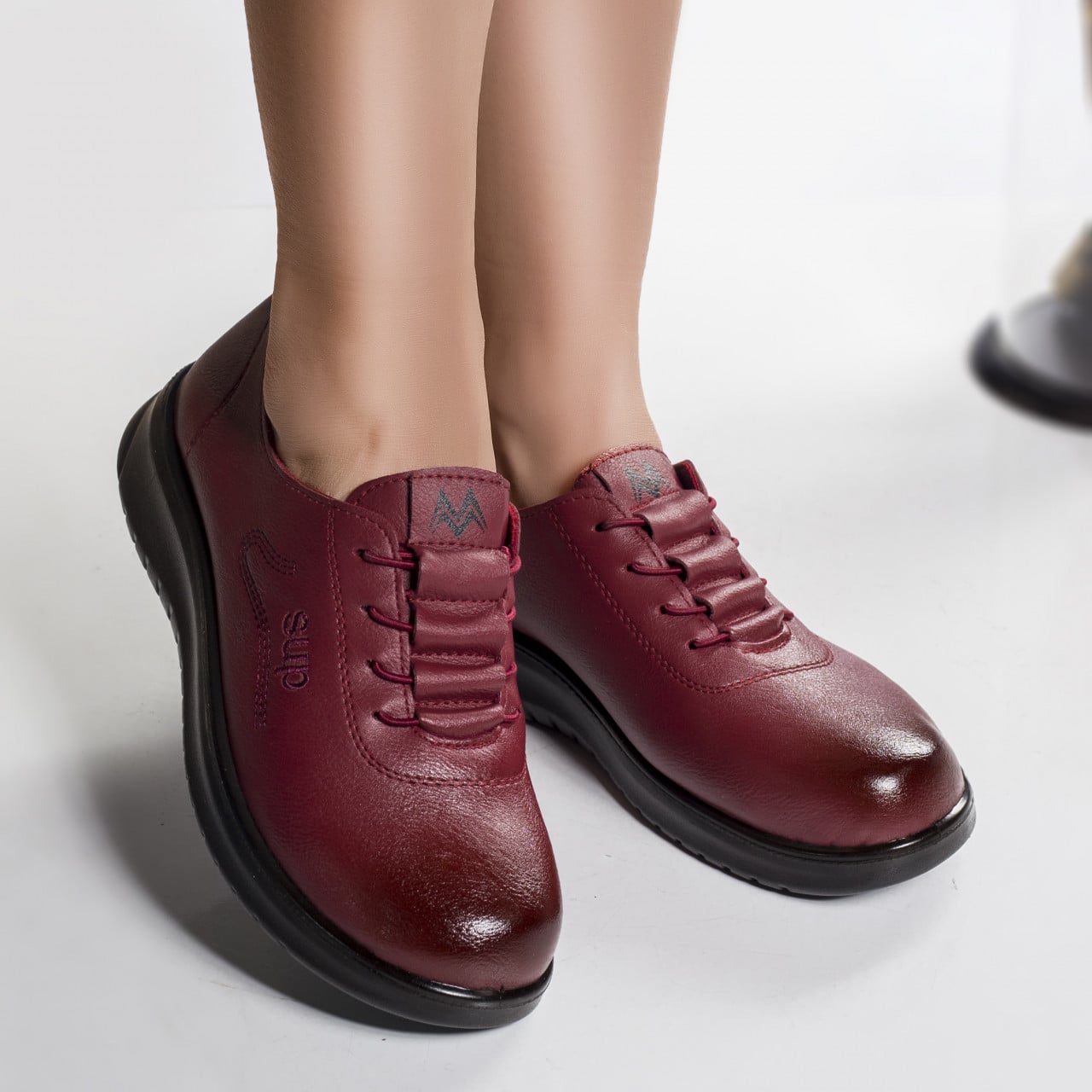Pantofi casual kaina rosii piele ecologica - poza 1