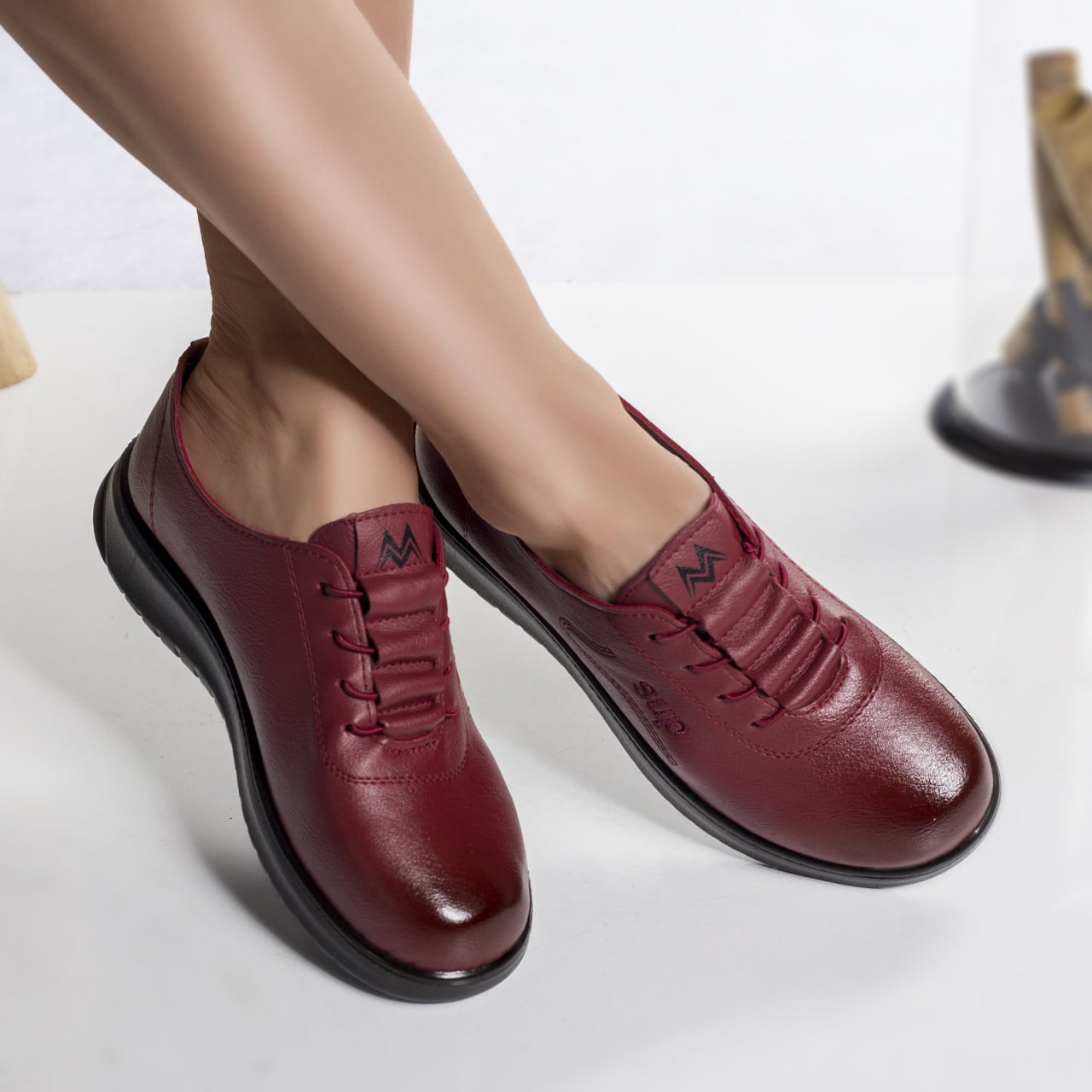 Pantofi casual kaina rosii piele ecologica - poza 2