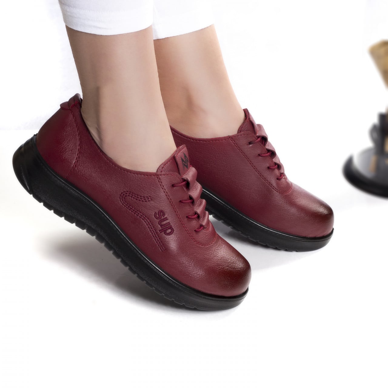 Pantofi casual kaina rosii piele ecologica - poza 3