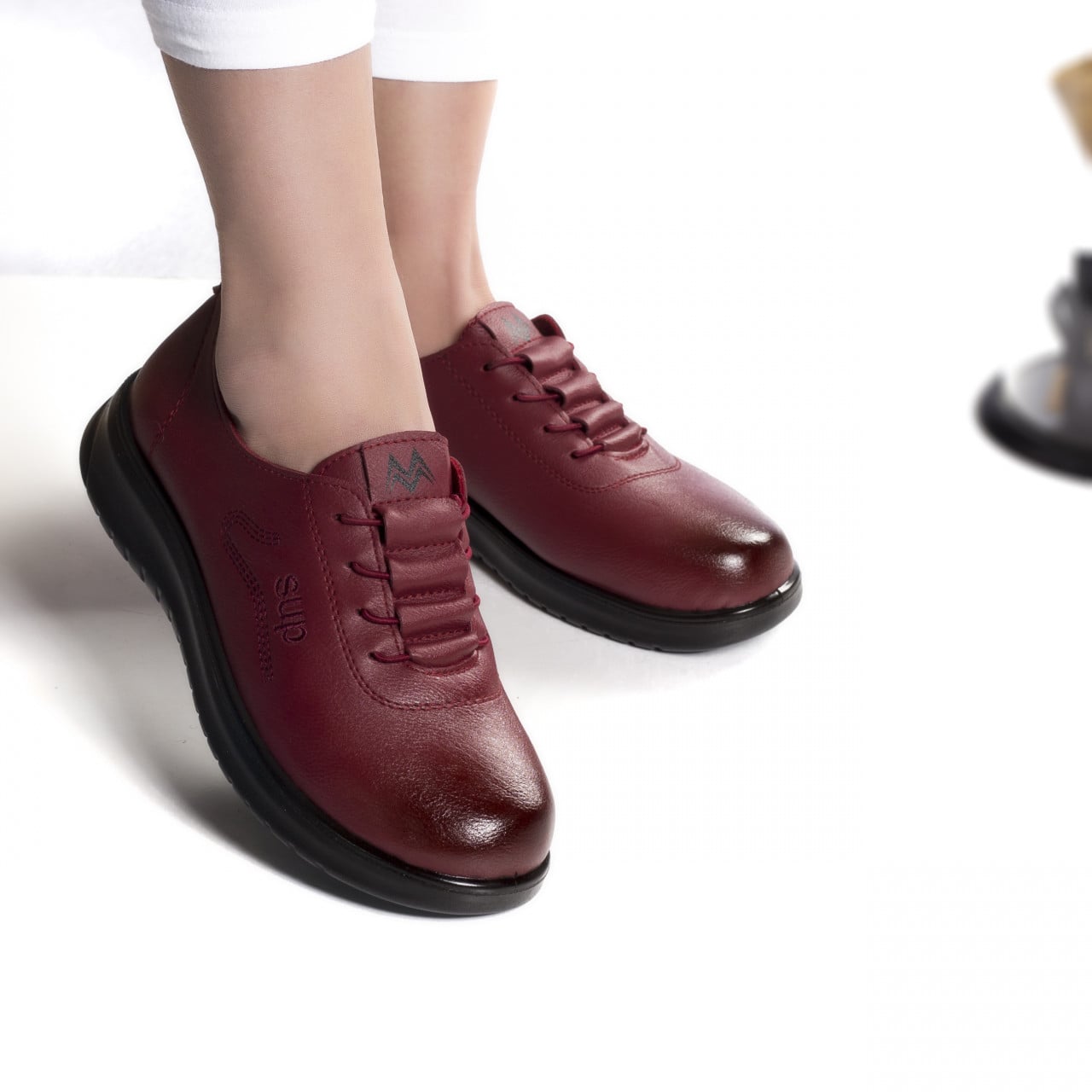 Pantofi casual kaina rosii piele ecologica - poza 4