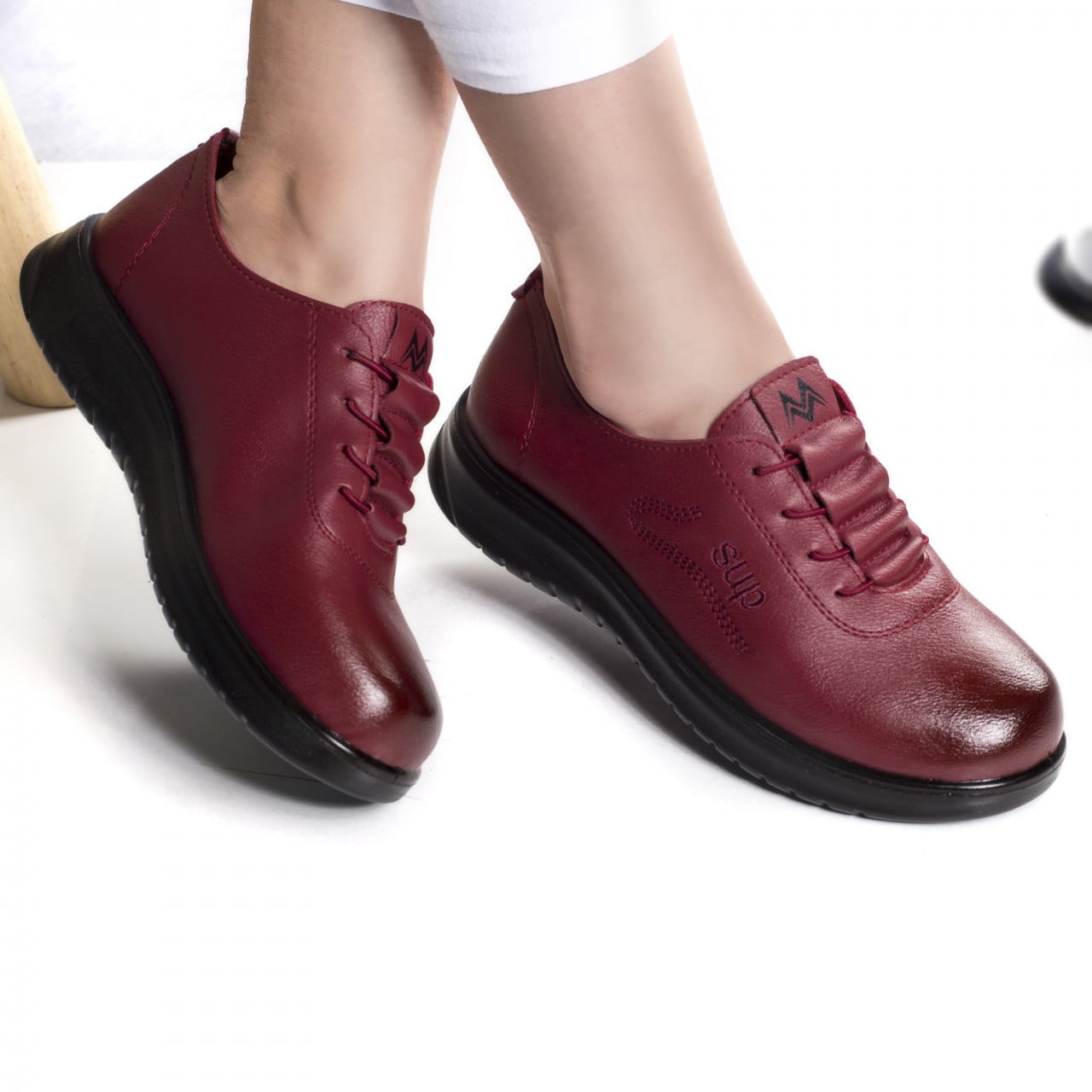 Pantofi casual kaina rosii piele ecologica - poza 5