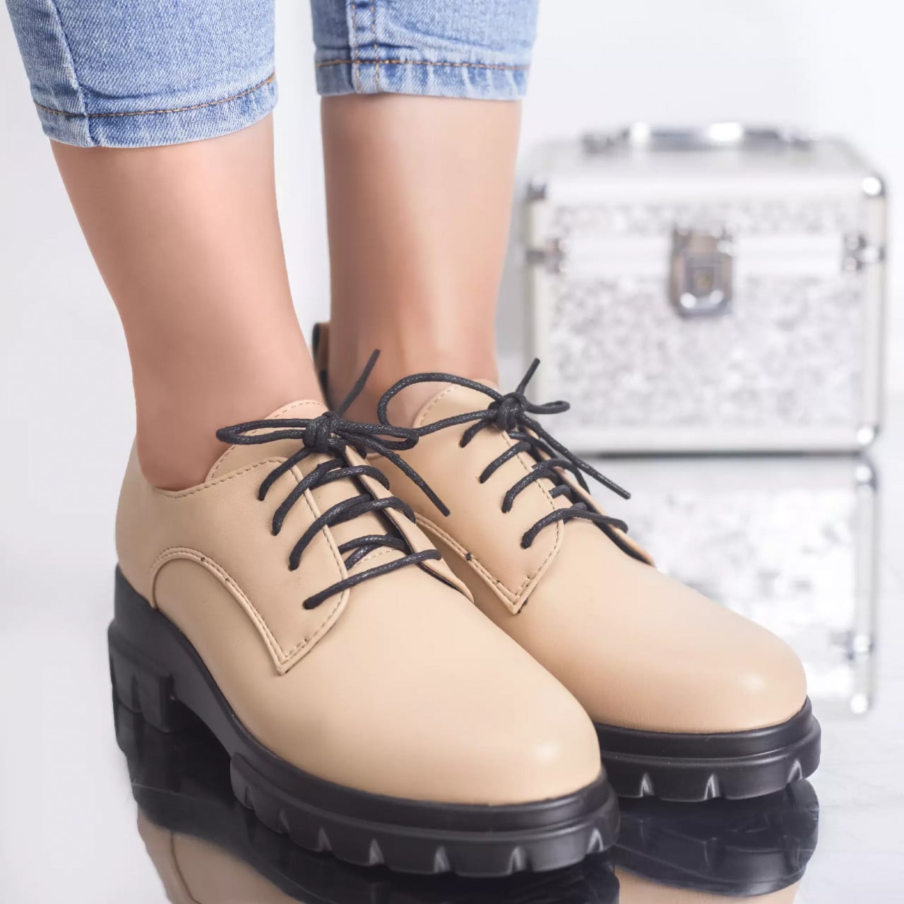 Pantofi casual katy apricot piele ecologica - poza 1