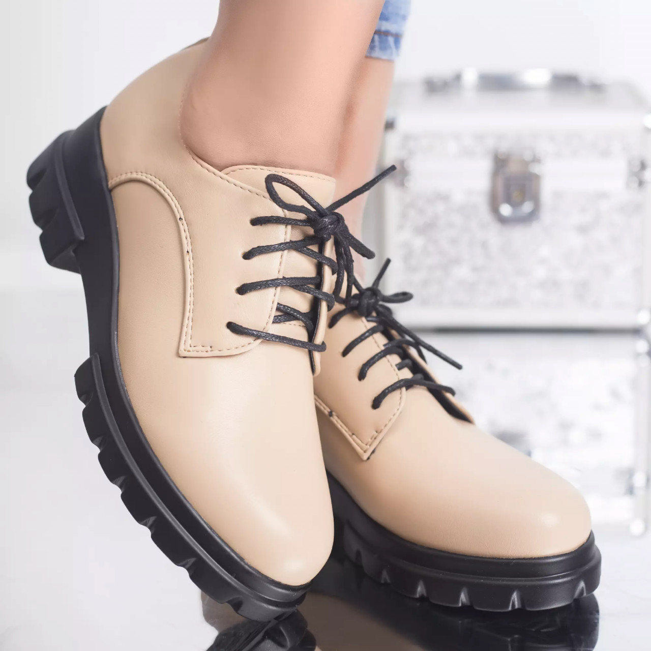 Pantofi casual katy apricot piele ecologica - poza 4