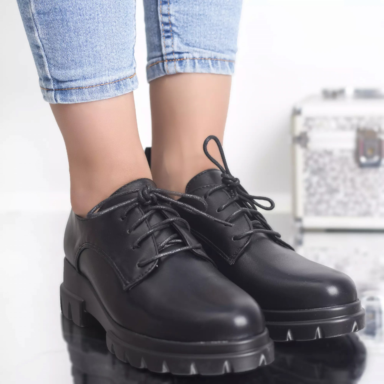 Pantofi casual katy negru piele ecologica - poza 1