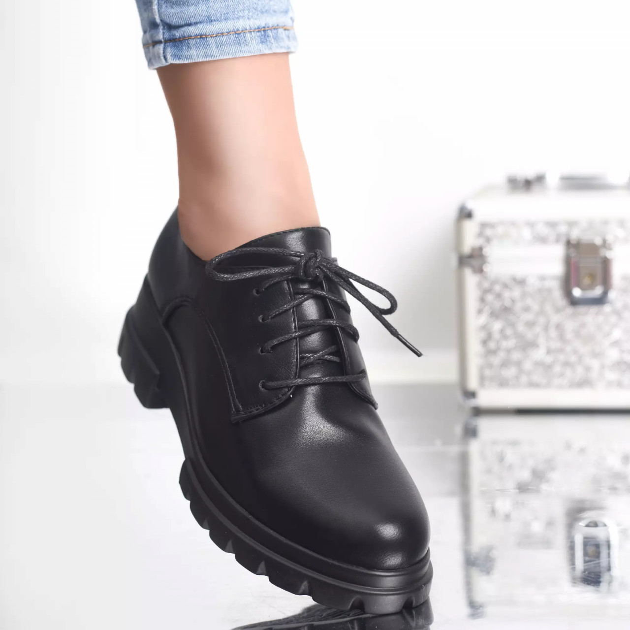 Pantofi casual katy negru piele ecologica - poza 2