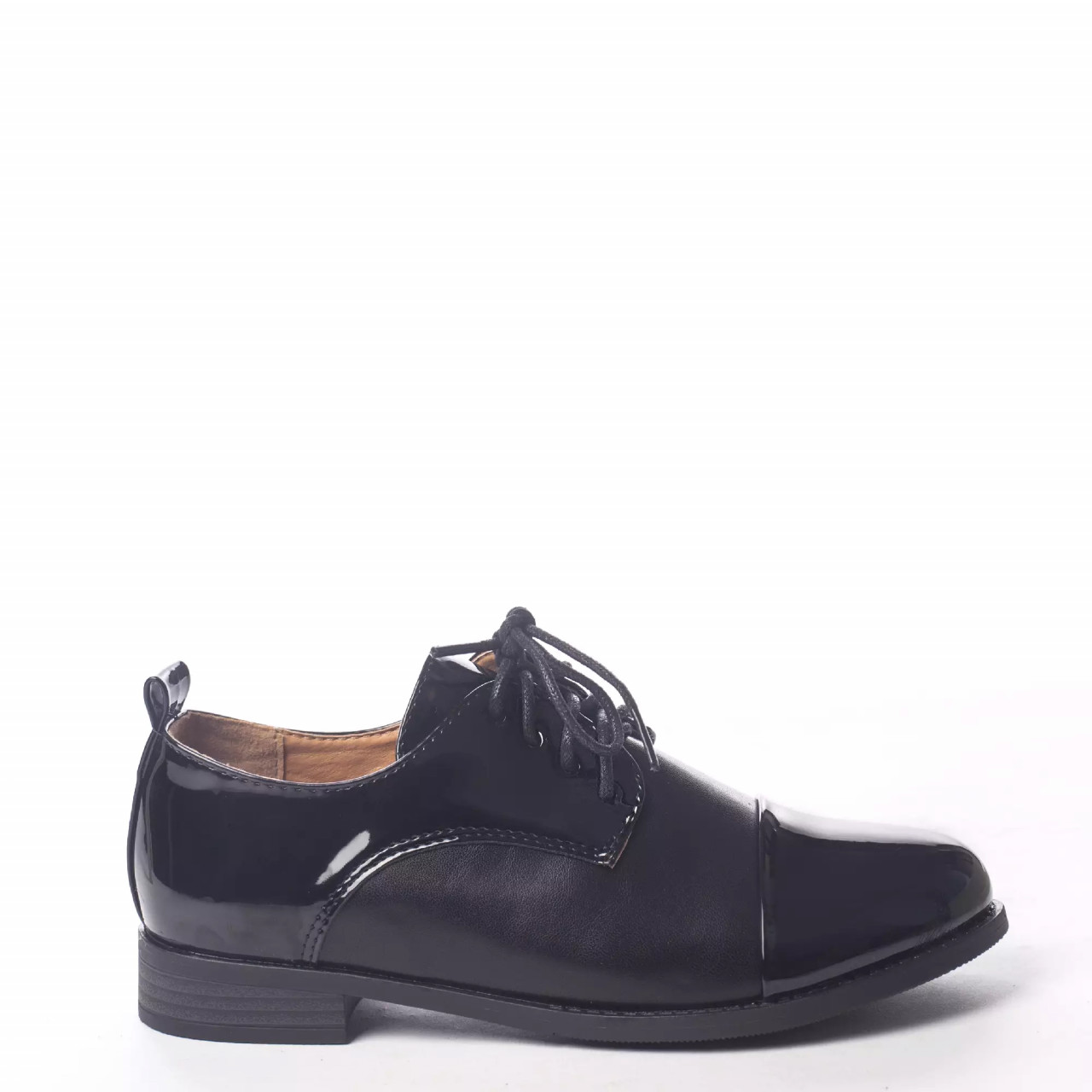 Pantofi casual lielle negru piele ecologica lacuita - poza 3