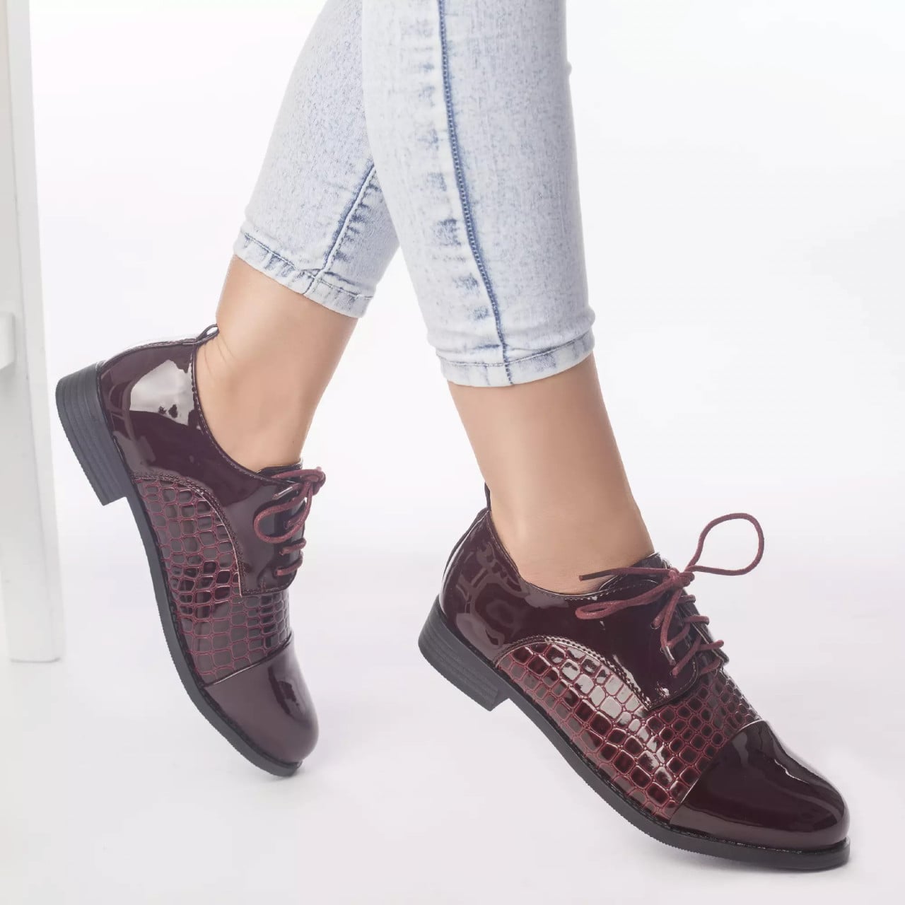 Pantofi casual lora rosu piele ecologica lacuita - poza 5