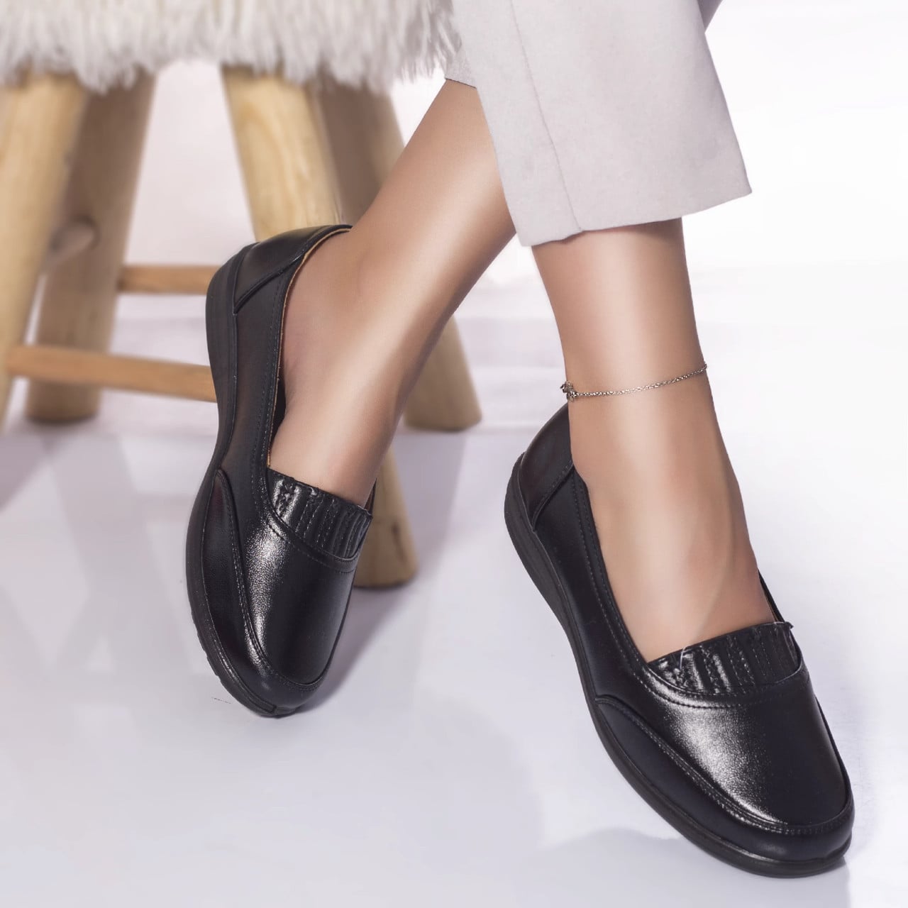 Pantofi casual mocasini afra piele ecologica negru - poza 1