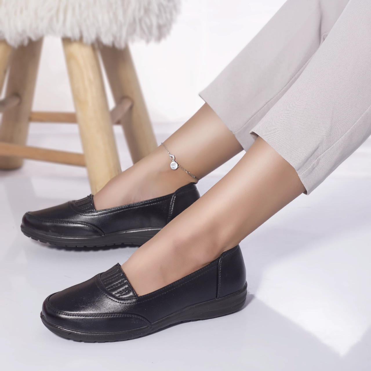 Pantofi casual mocasini afra piele ecologica negru - poza 2