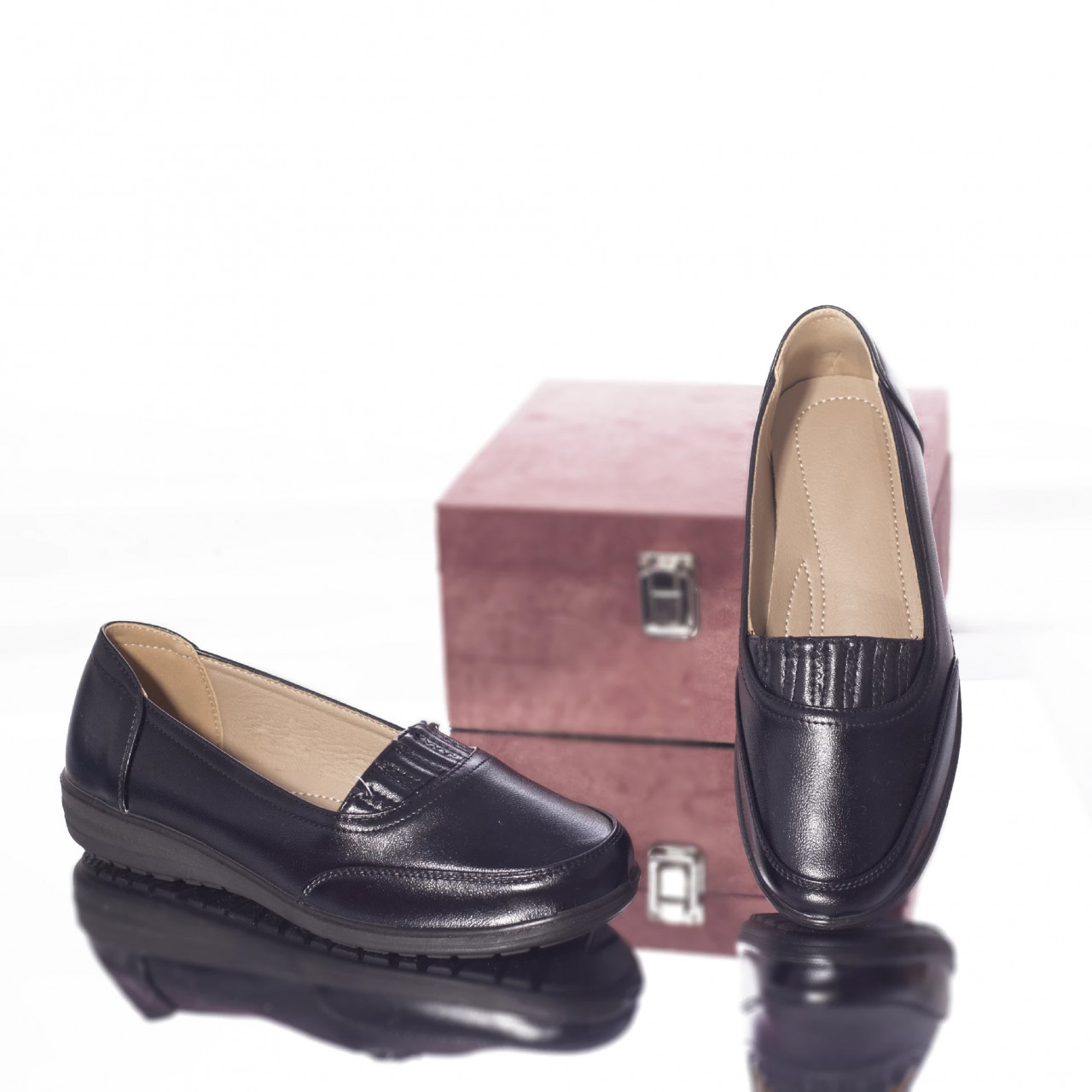 Pantofi casual mocasini afra piele ecologica negru - poza 3
