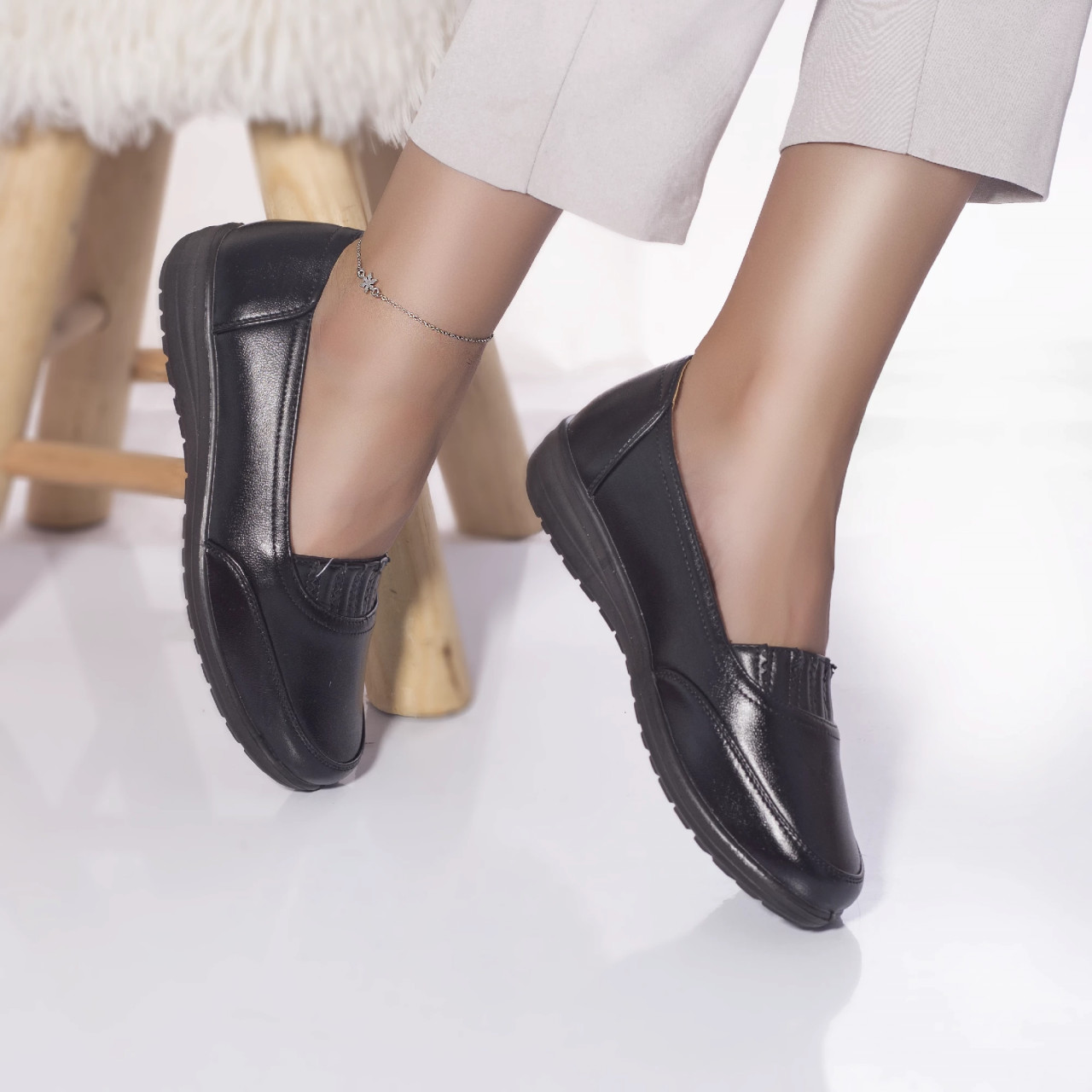 Pantofi casual mocasini afra piele ecologica negru - poza 4