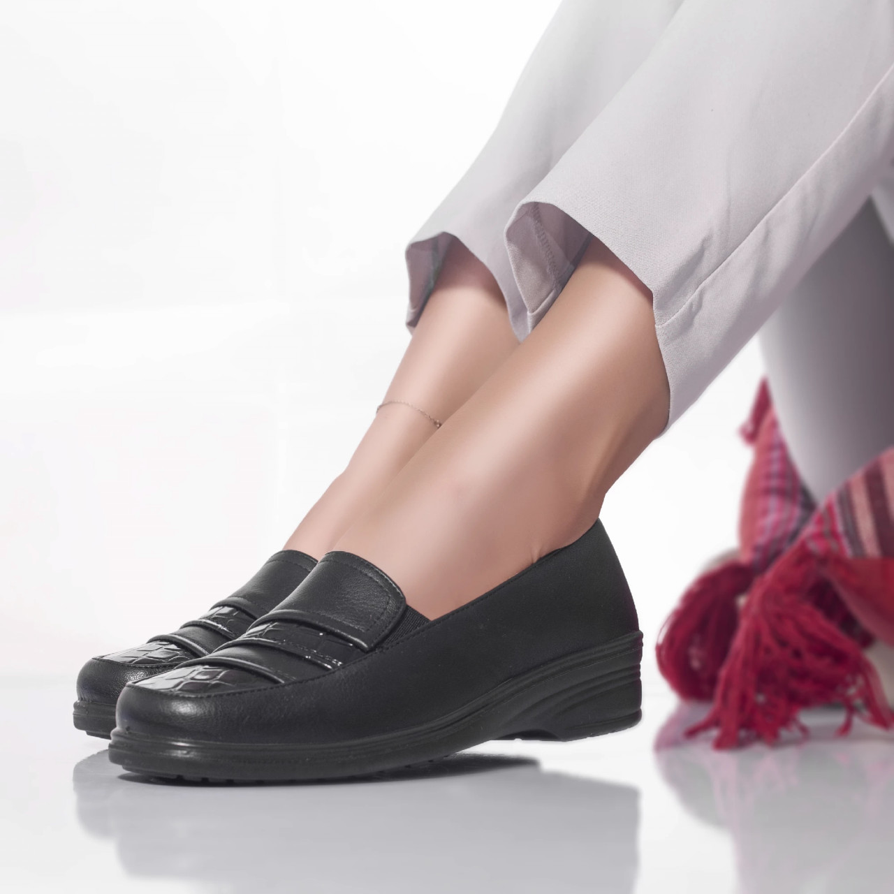 Pantofi casual mocasini eiko piele ecologica negru - poza 2