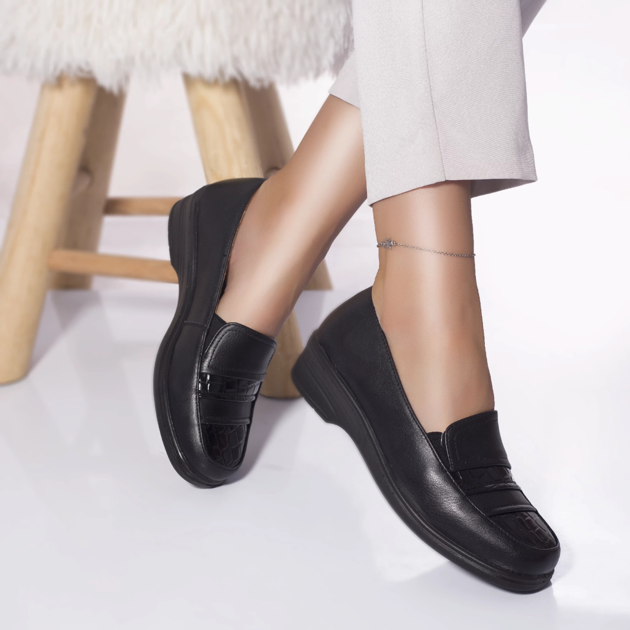 Pantofi casual mocasini eiko piele ecologica negru - poza 3