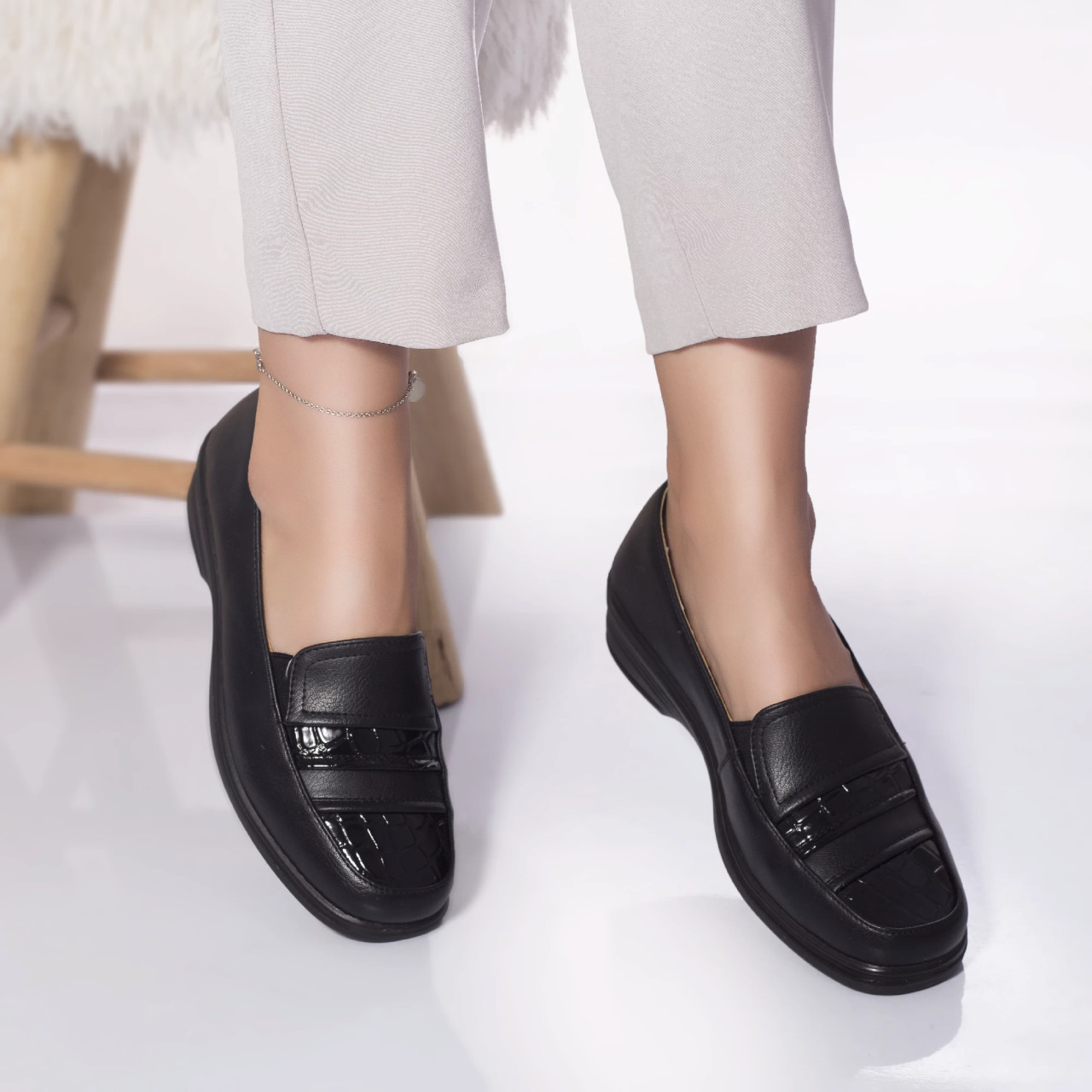 Pantofi casual mocasini eiko piele ecologica negru - poza 5