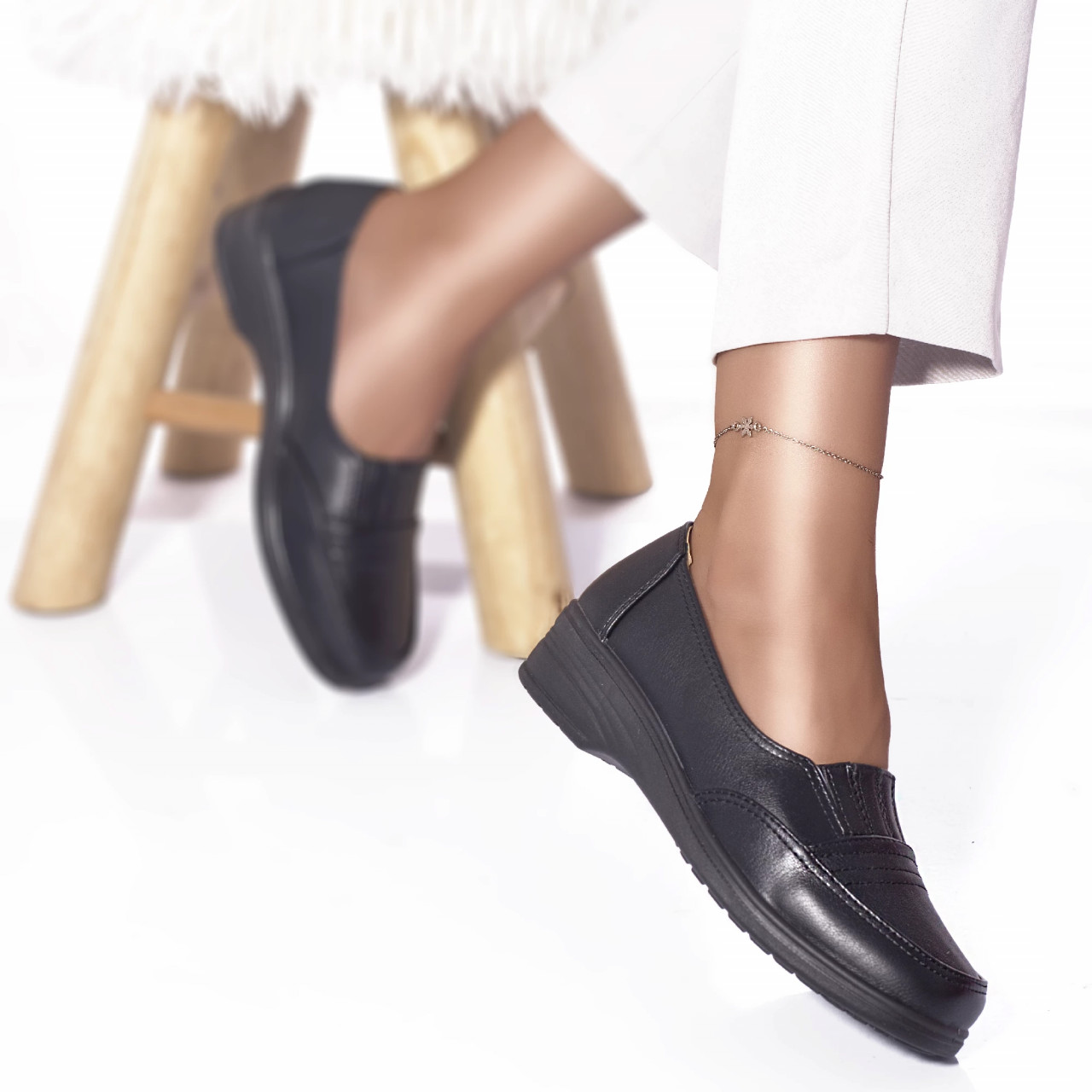 Pantofi casual mocasini estela piele ecologica negru - poza 3