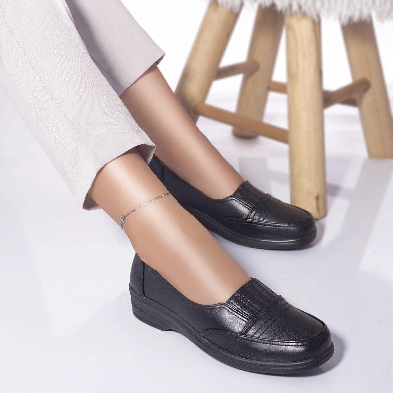 Pantofi casual mocasini estela piele ecologica negru - poza 5