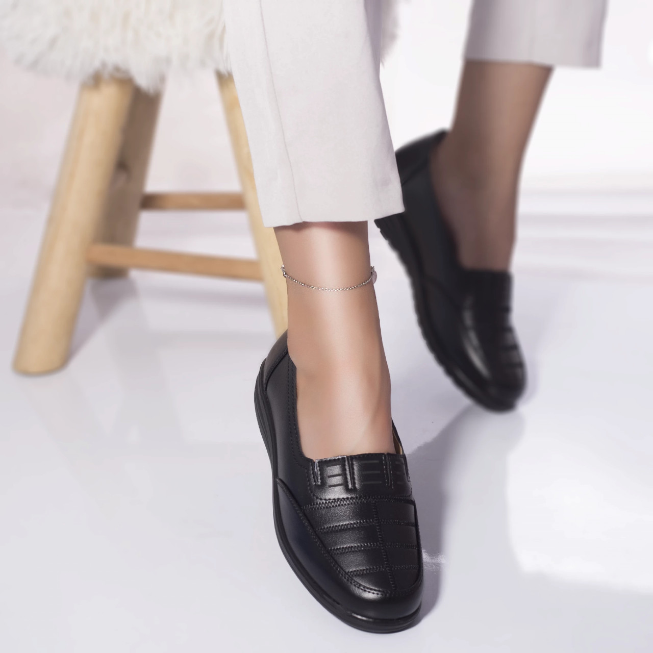 Pantofi casual mocasini shamara piele ecologica negru - poza 2