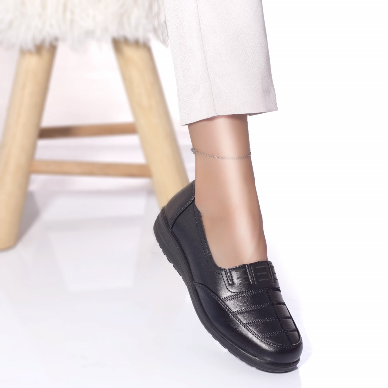 Pantofi casual mocasini shamara piele ecologica negru - poza 4