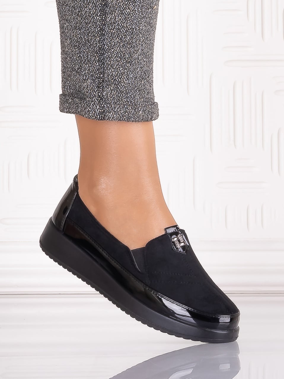 Pantofi casual Negri dama din Piele Ecologica Assia - poza 1