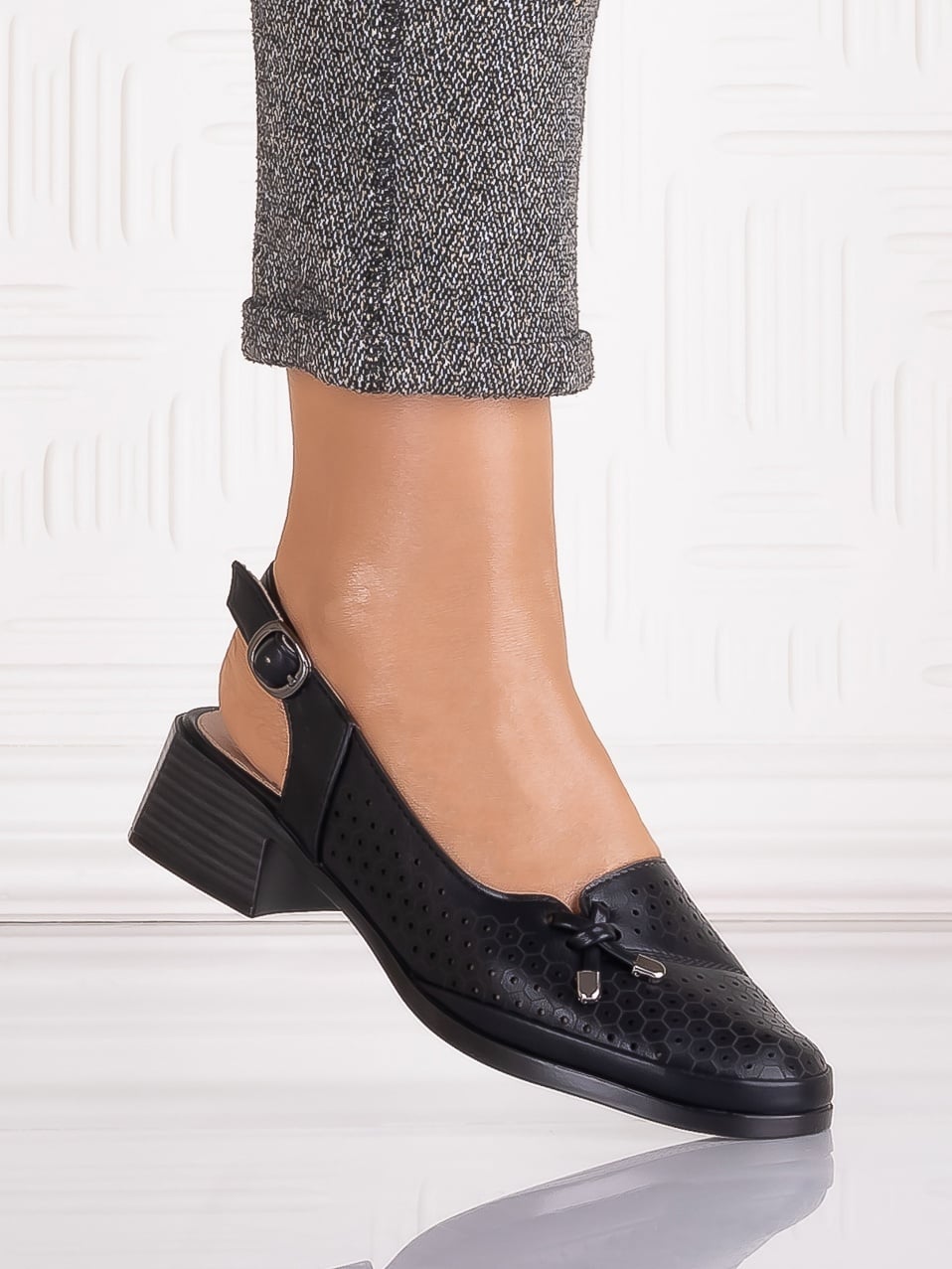 Pantofi casual Negri dama din Piele Ecologica Irinelea - poza 2