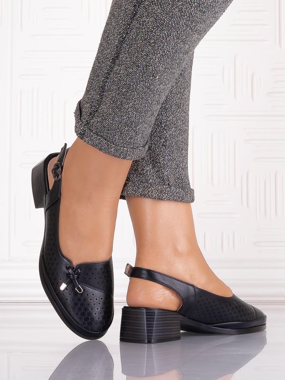Pantofi casual Negri dama din Piele Ecologica Irinelea - poza 3