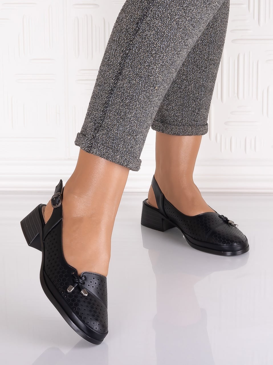Pantofi casual Negri dama din Piele Ecologica Irinelea - poza 4