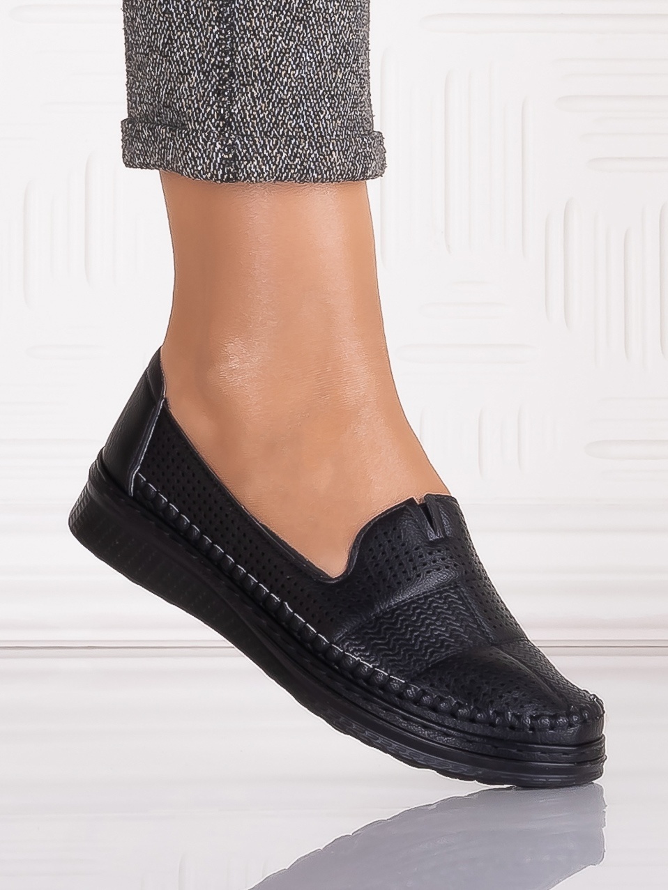 Pantofi casual Negrii dama din Piele Ecologica Arsene - poza 1