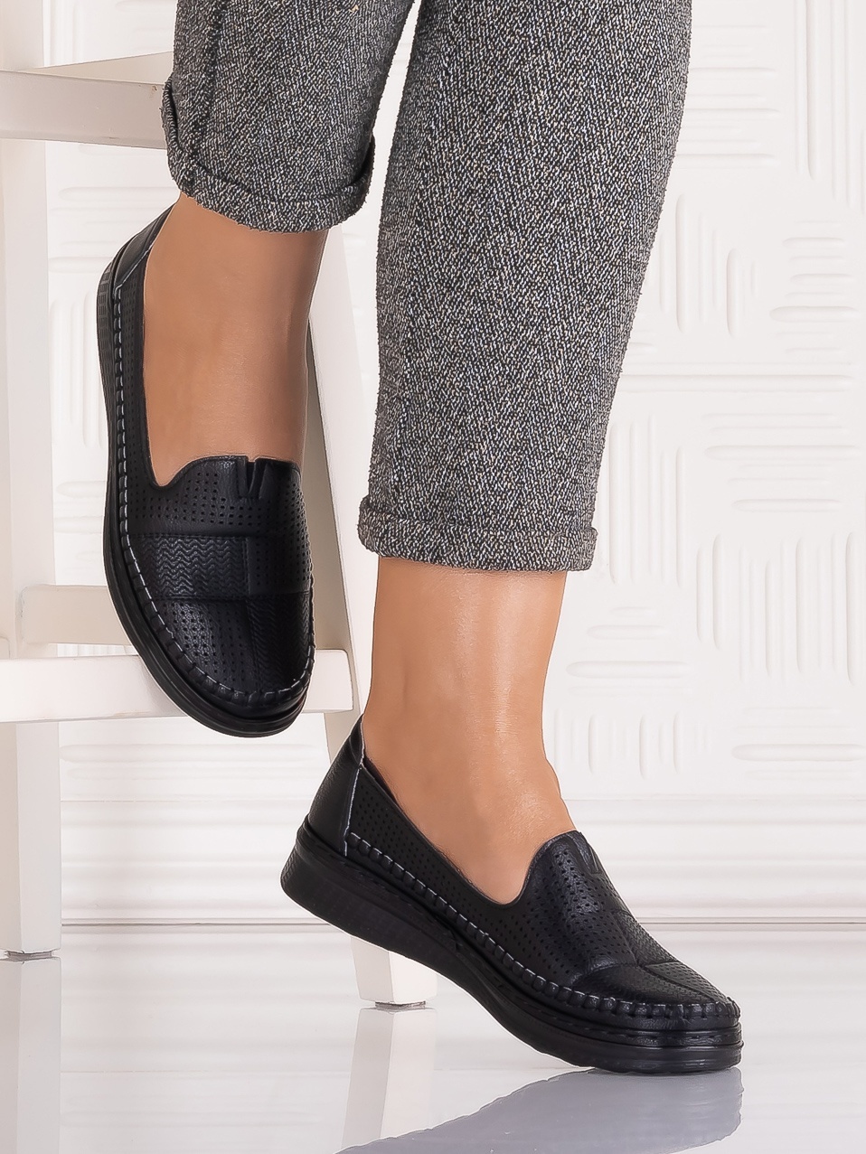 Pantofi casual Negrii dama din Piele Ecologica Arsene - poza 2