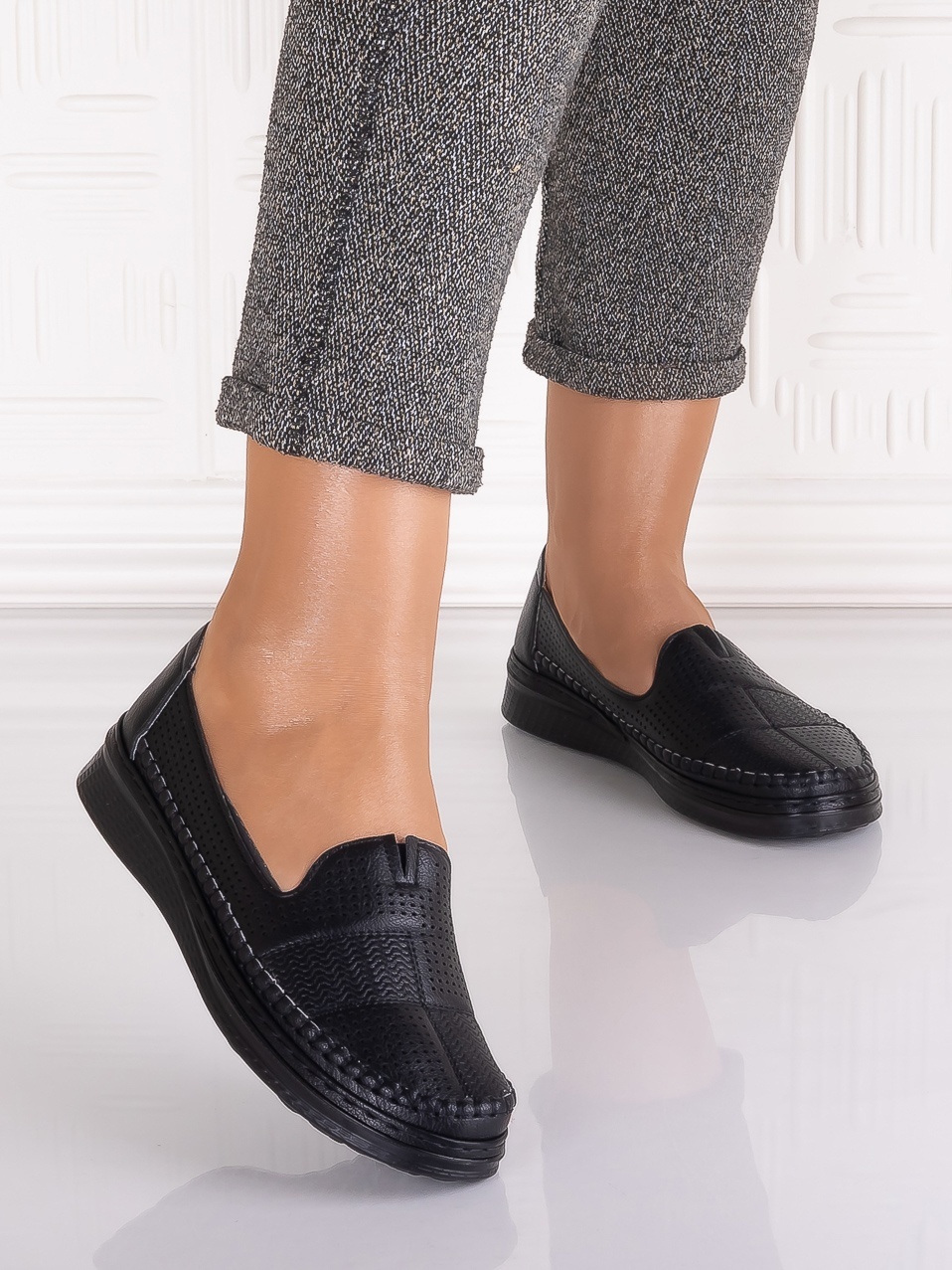 Pantofi casual Negrii dama din Piele Ecologica Arsene - poza 5