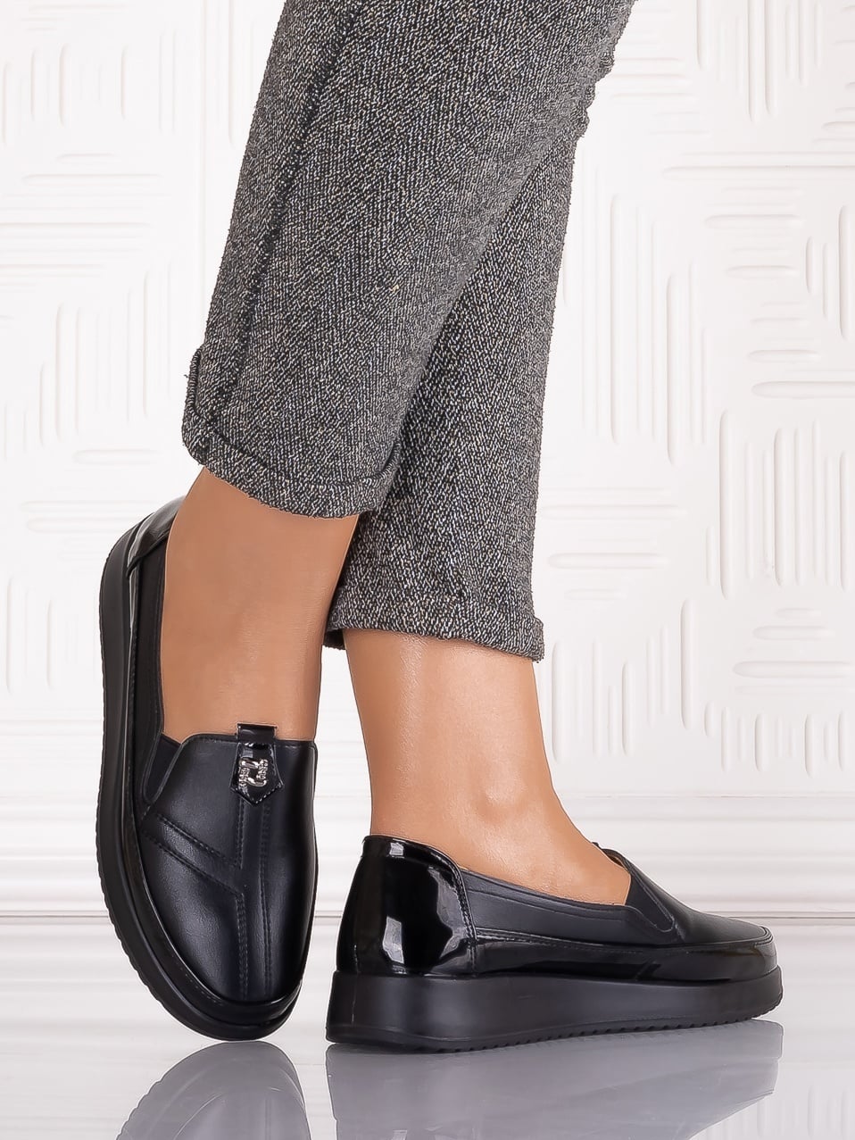 Pantofi casual Negrii dama din Piele Ecologica Assia - poza 1