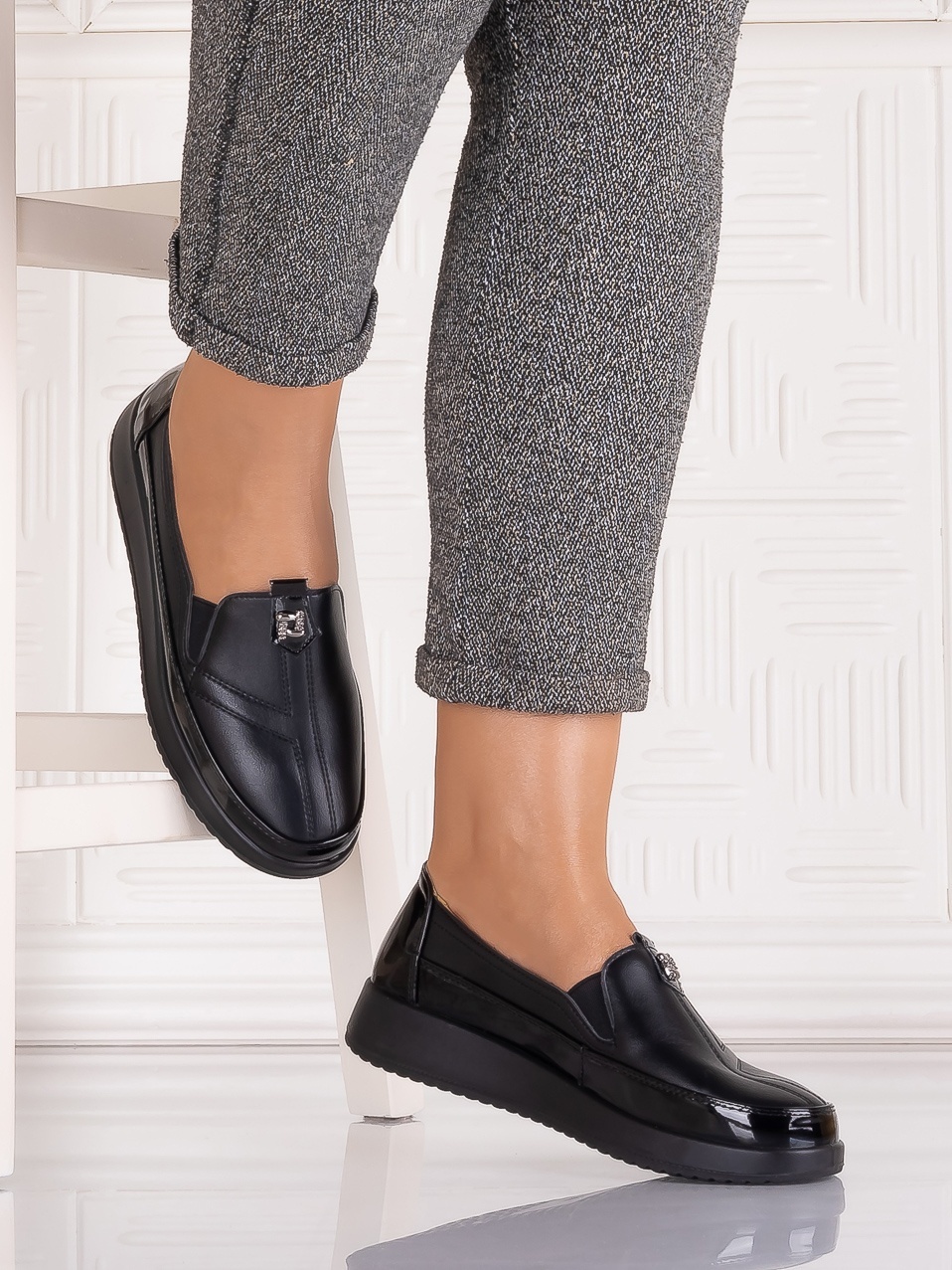 Pantofi casual Negrii dama din Piele Ecologica Assia - poza 2