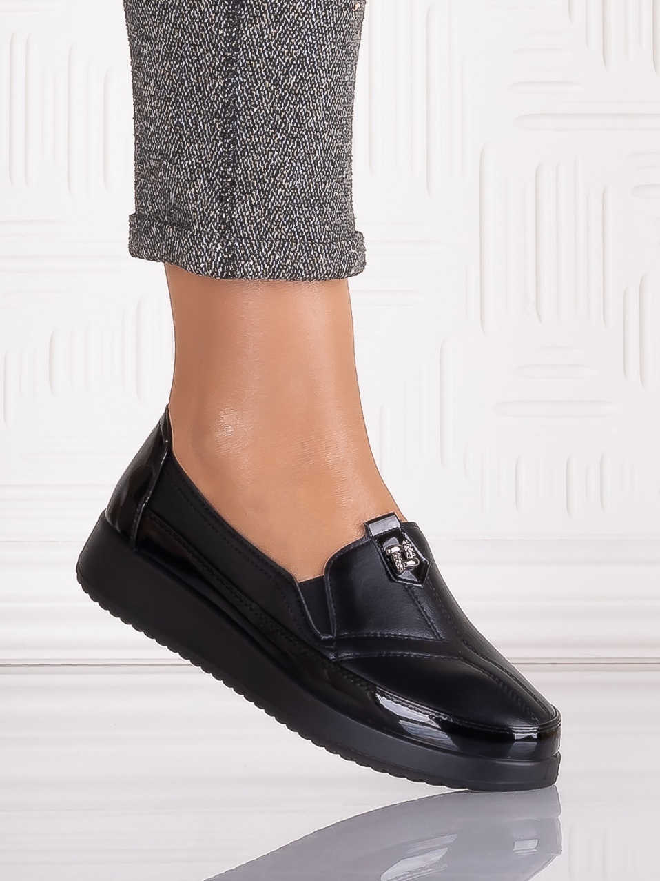 Pantofi casual Negrii dama din Piele Ecologica Assia - poza 3