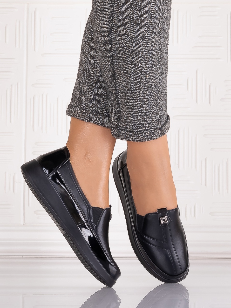Pantofi casual Negrii dama din Piele Ecologica Assia - poza 4